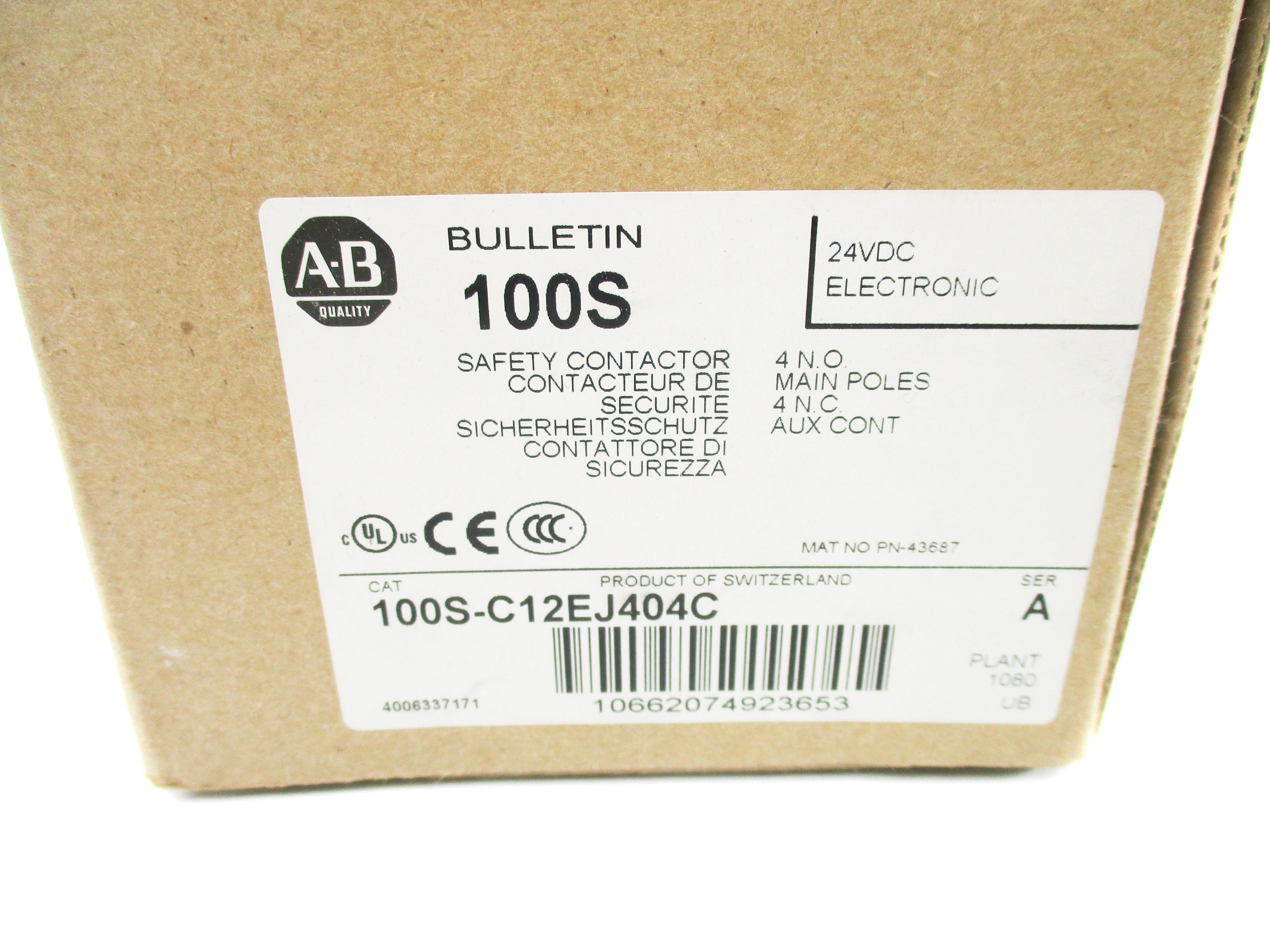 ALLEN BRADLEY 100S-C12EJ404C SER. A 24VDC (BR/WH) NSMP