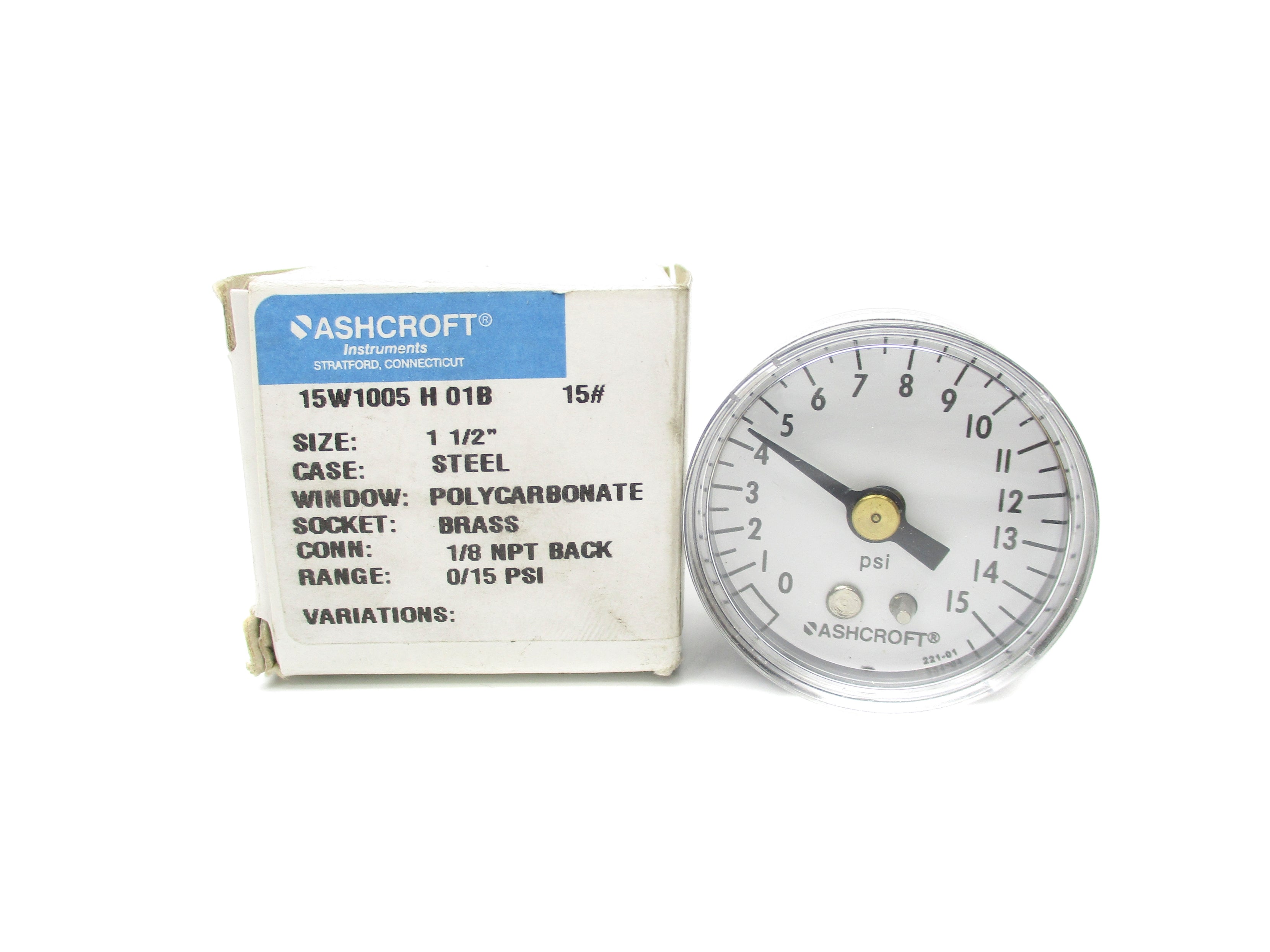 ASHCROFT 15W1005H01B15# 0-15PSI NSMP