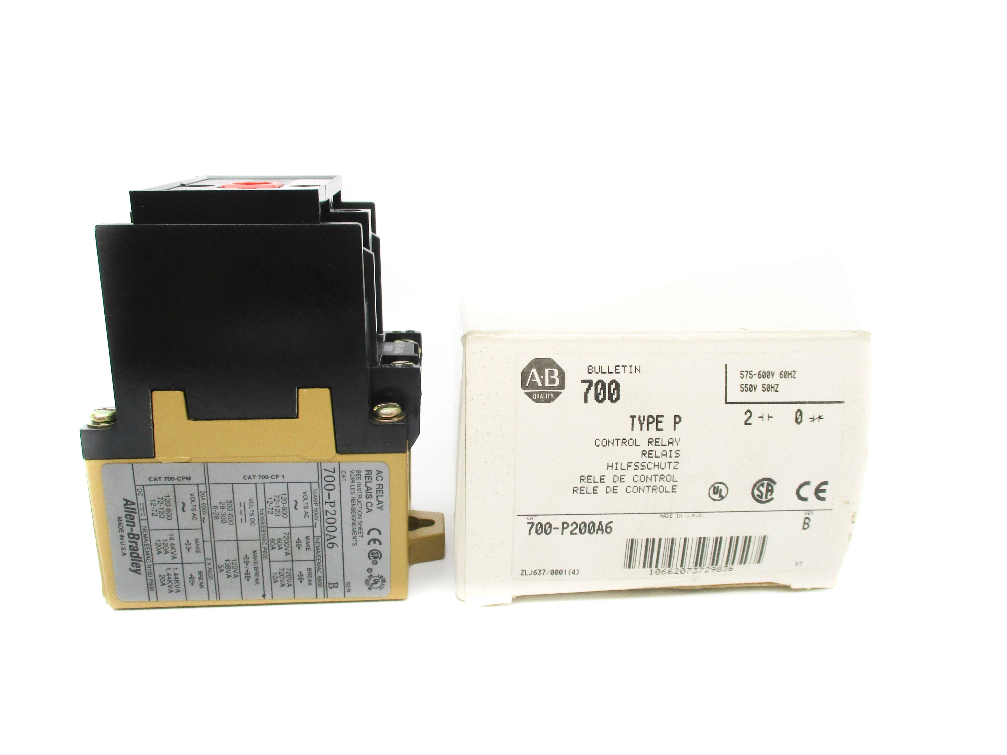 ALLEN BRADLEY 700-P200A6 SER. B 575-600V (WH) NSMP