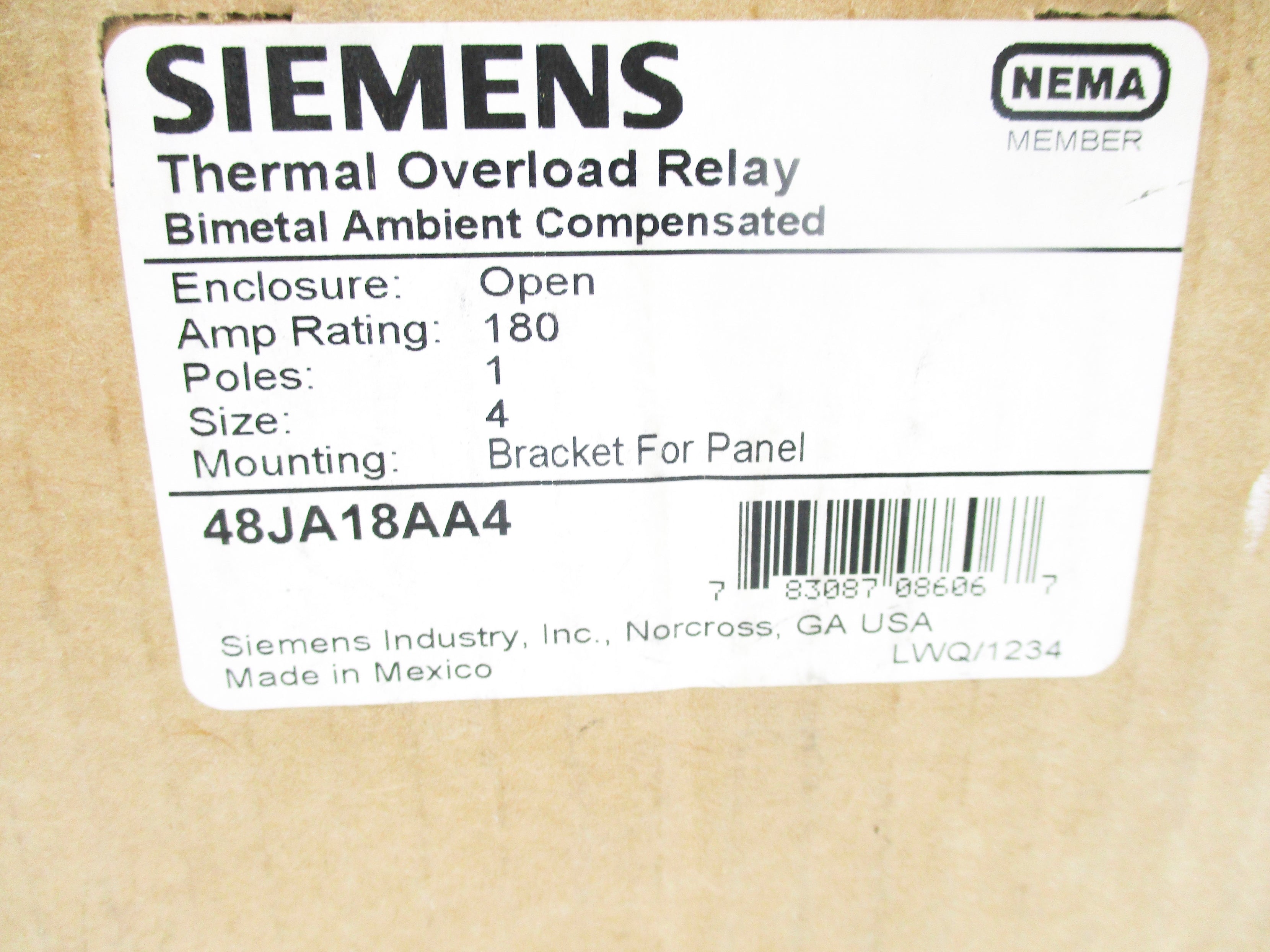 SIEMENS 48JA18AA4 600VAC NSMP