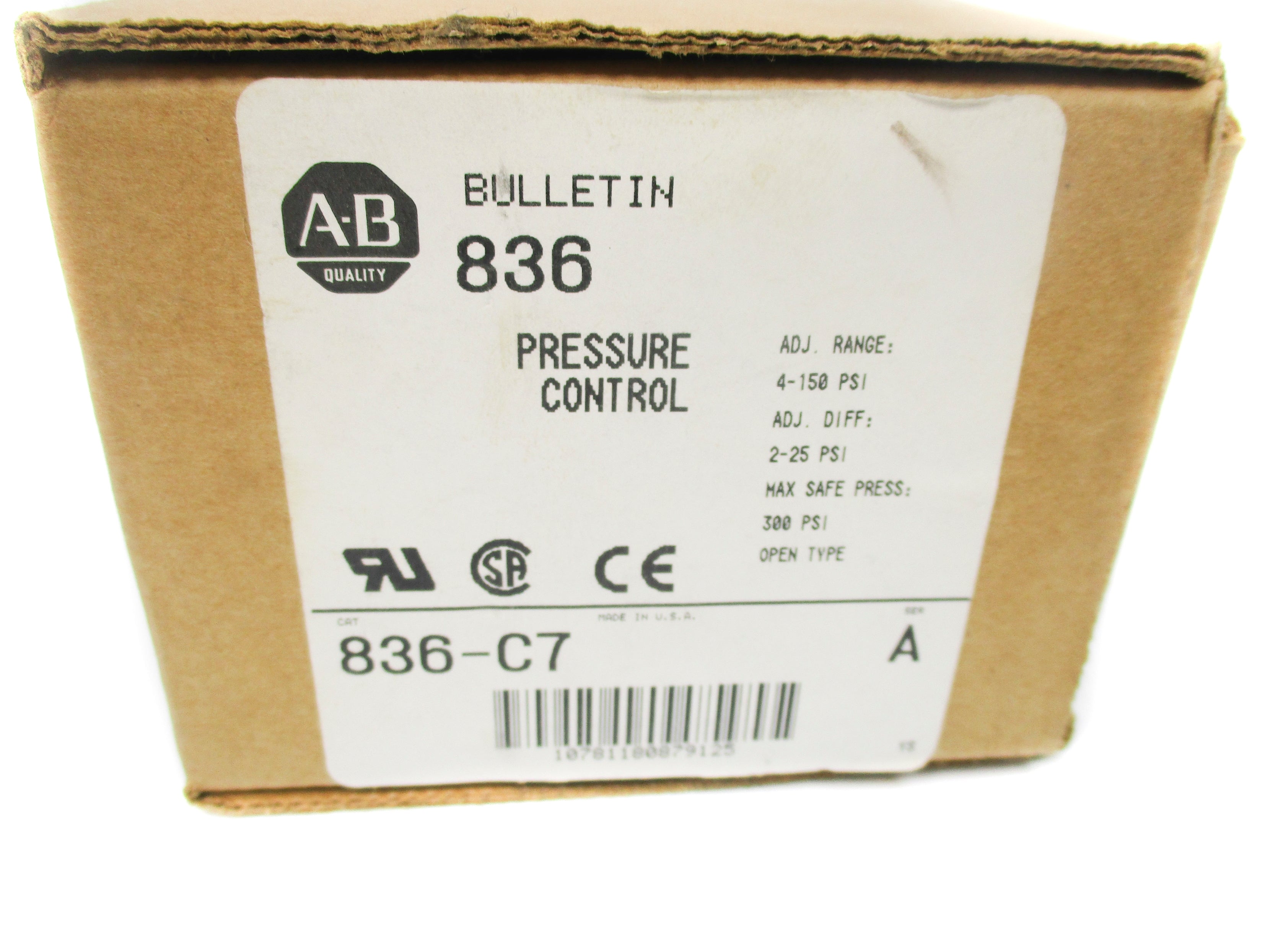 ALLEN BRADLEY 836-C7 SER. A 600V 300PSI (BR/WH) NSMP