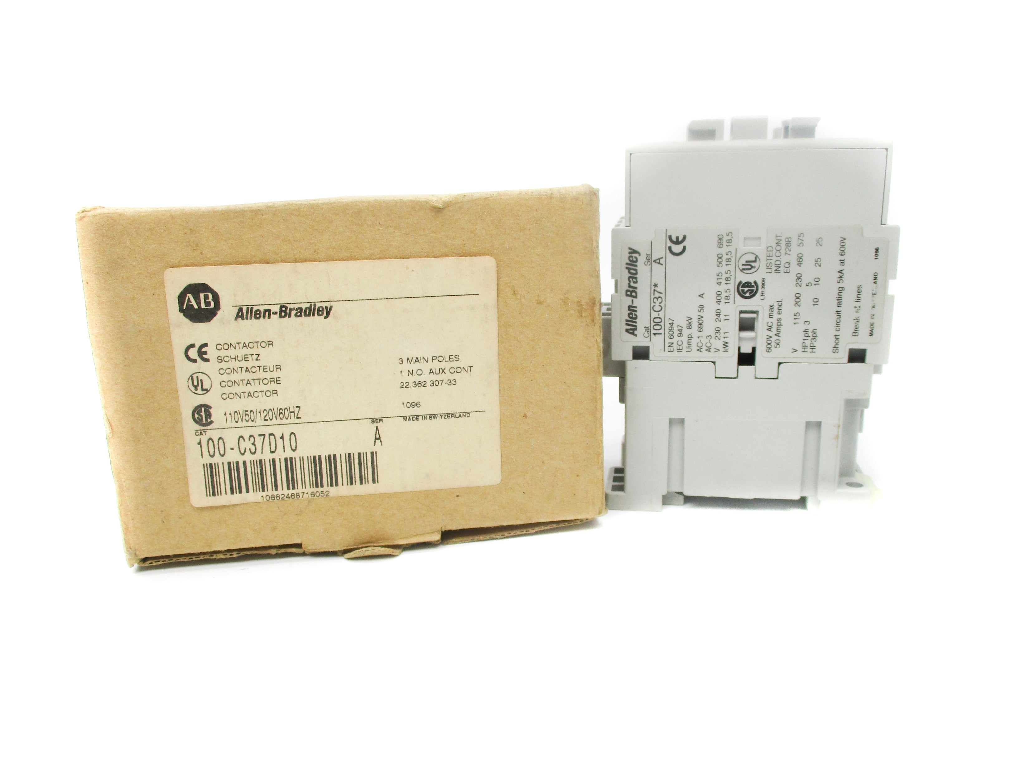 ALLEN BRADLEY 100-C37D10 SER. A 110/120V (BR/WH) NSMP