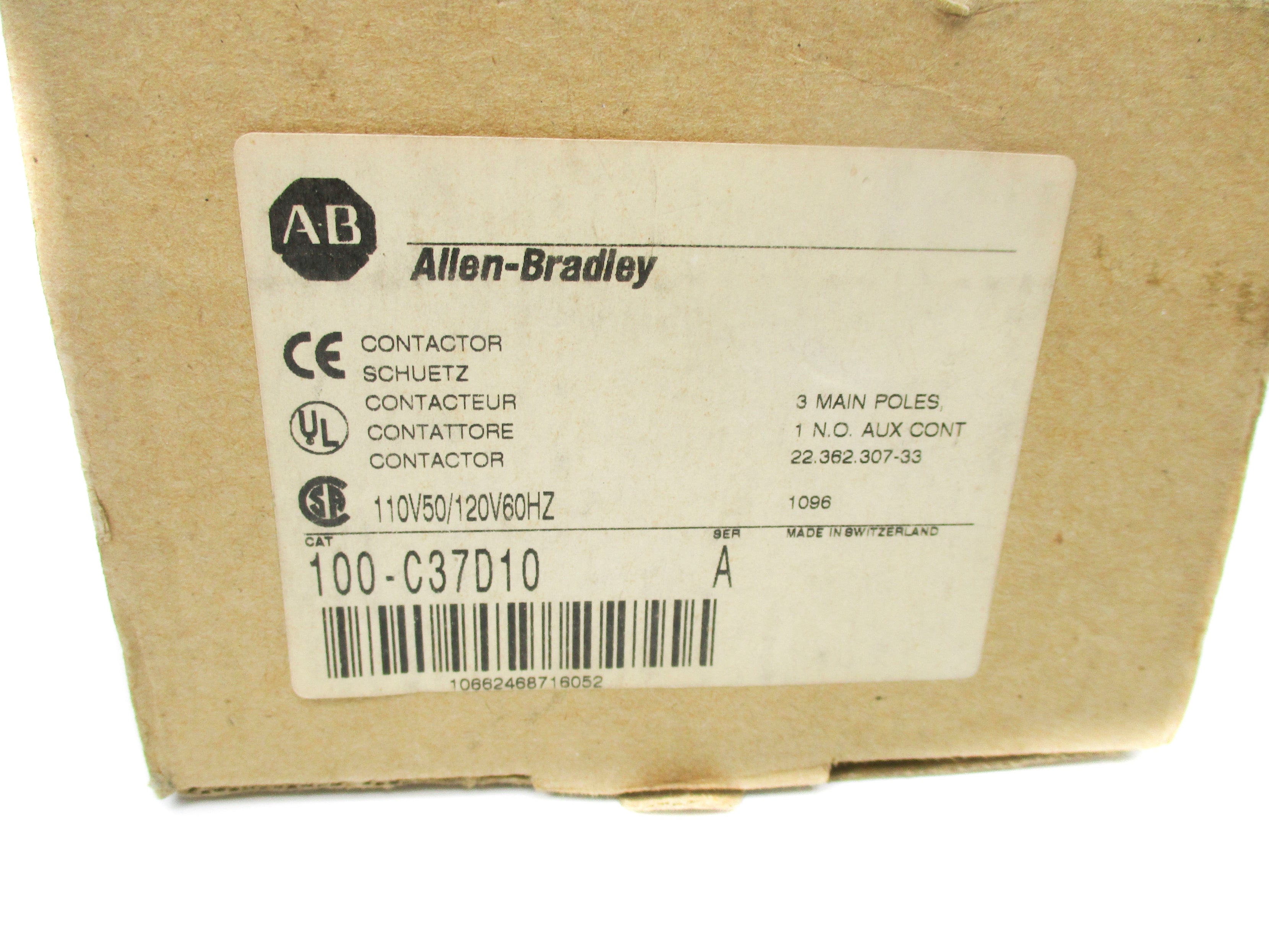 ALLEN BRADLEY 100-C37D10 SER. A 110/120V (BR/WH) NSMP