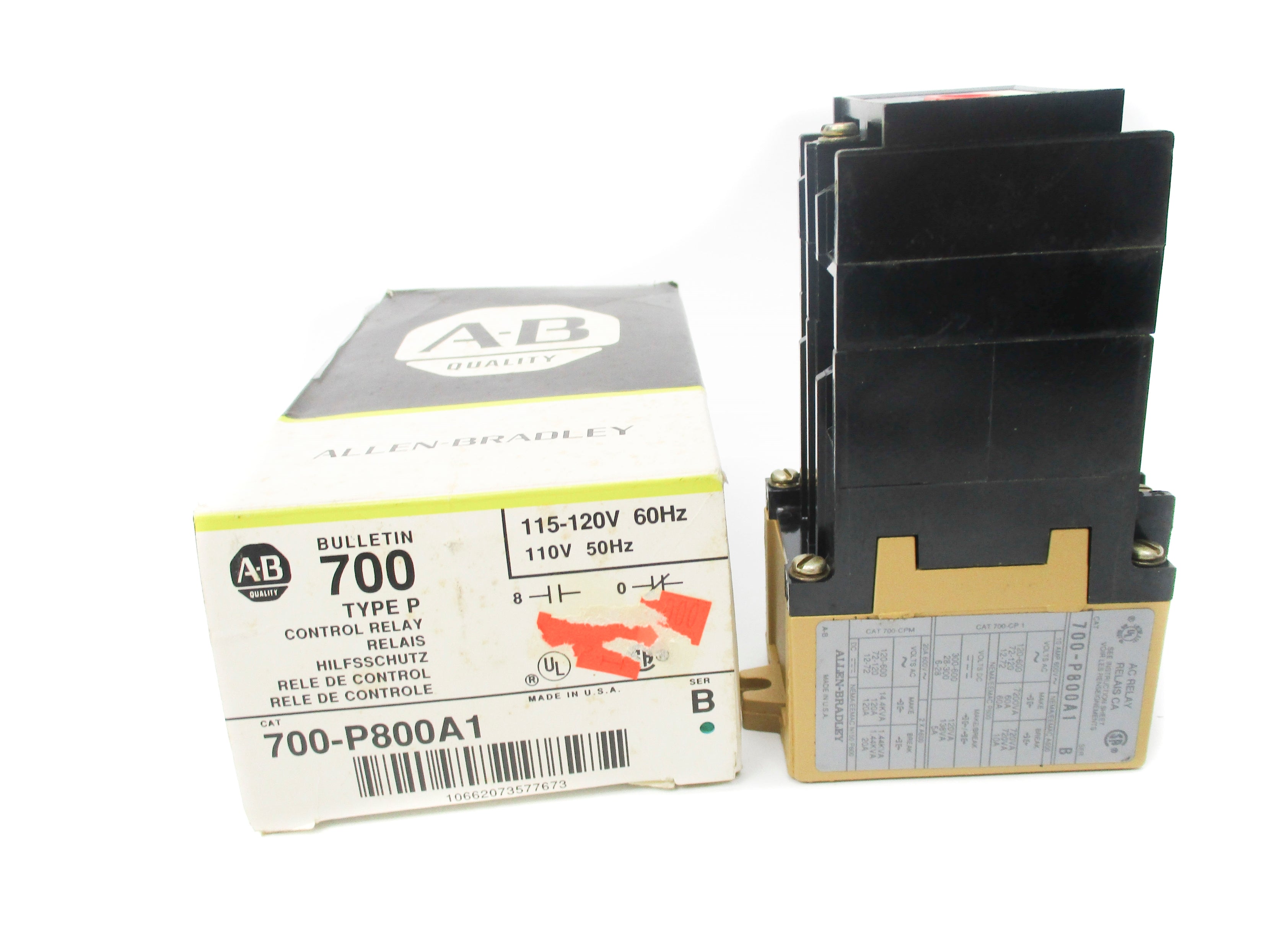 ALLEN BRADLEY 700-P800A1 SER. B 110/115-120V 10A (BK/YL) NSMP