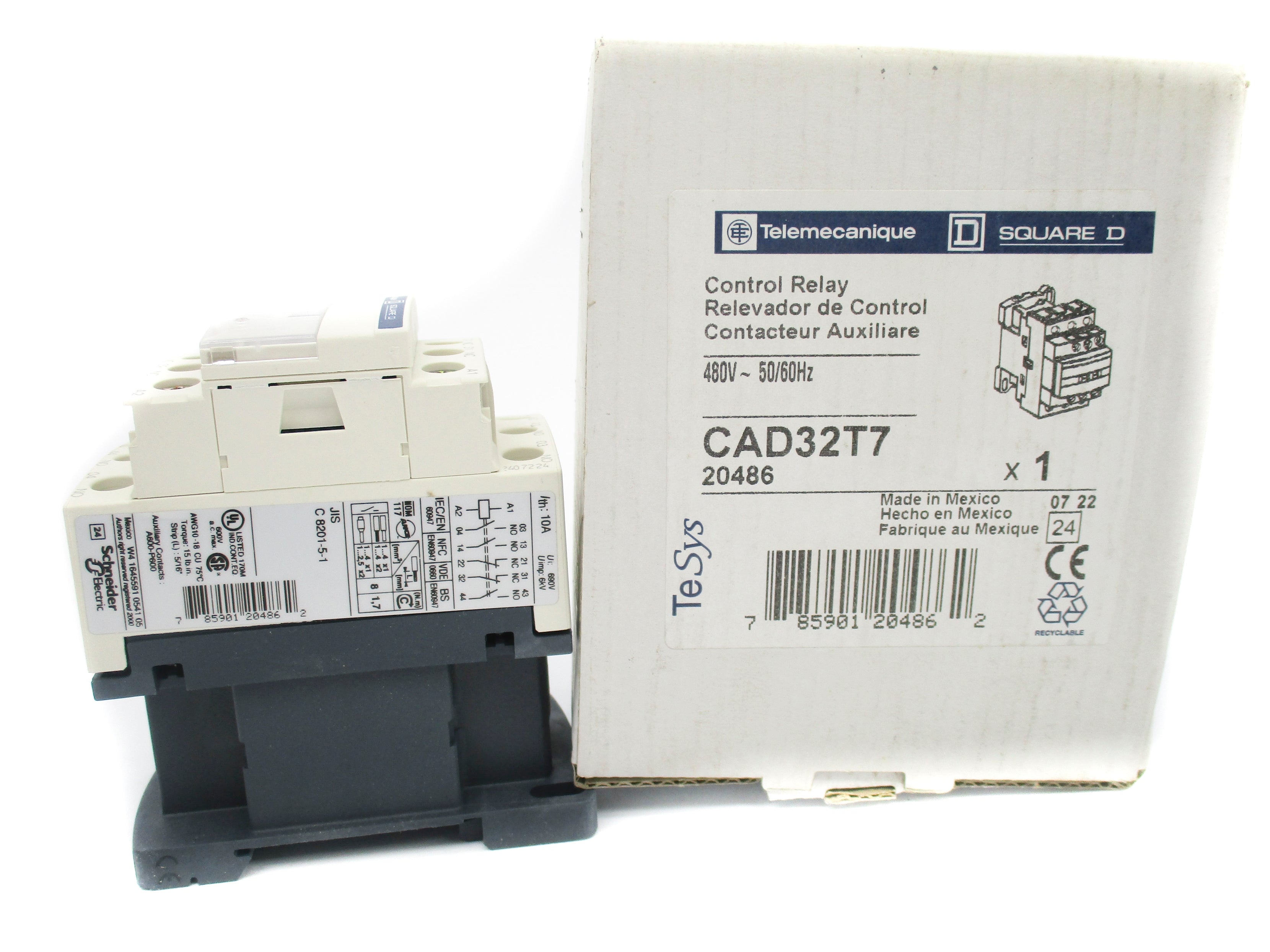 TELEMECANIQUE CAD32T7 10A 480V NSMP