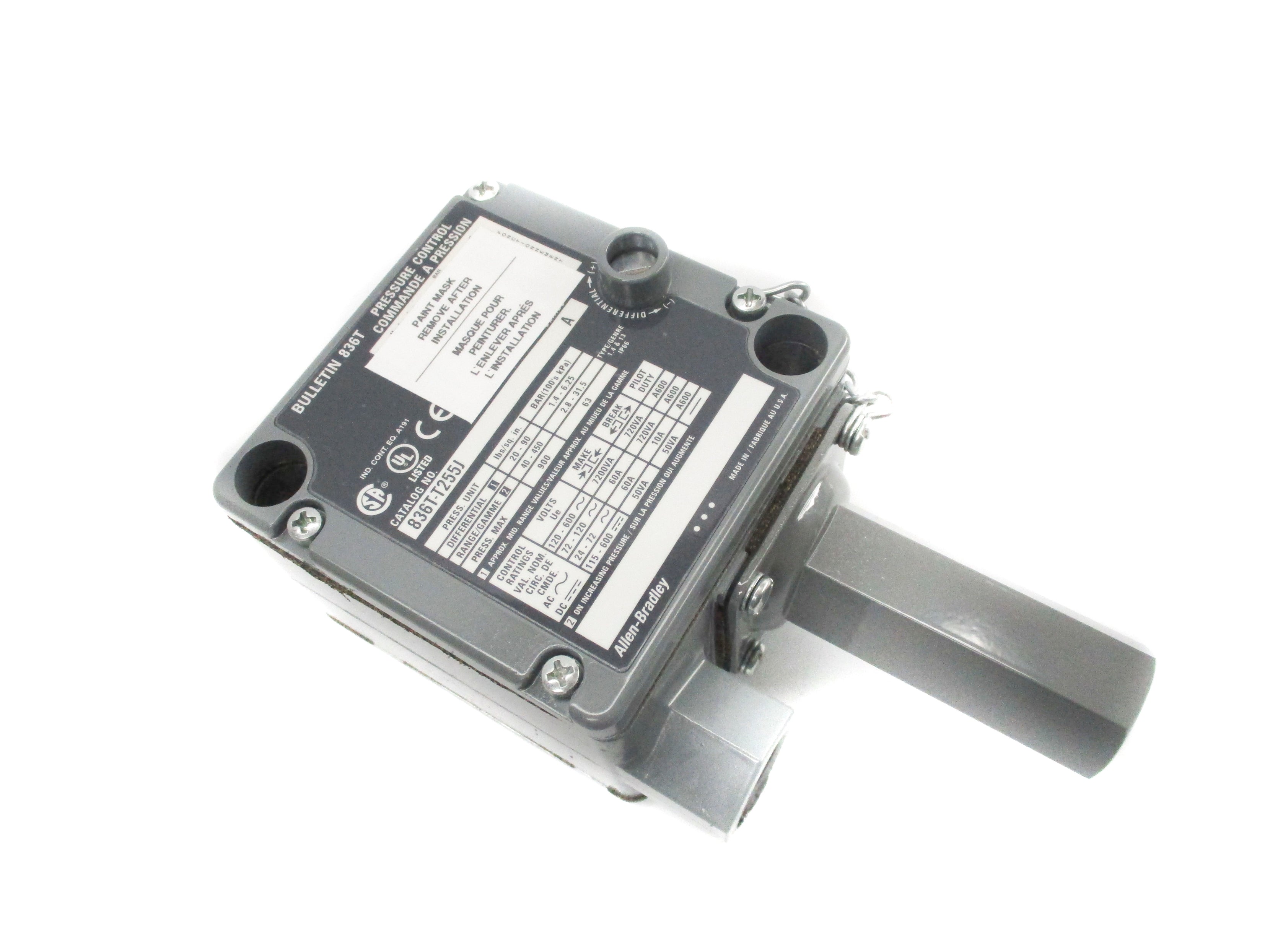 ALLEN BRADLEY 836T-T255J SER. A 40-450PSI (BR/WH) NSMP