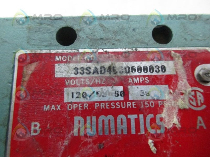 NUMATICS 33SAD400O000030 SOLENOID VALVE UNMP