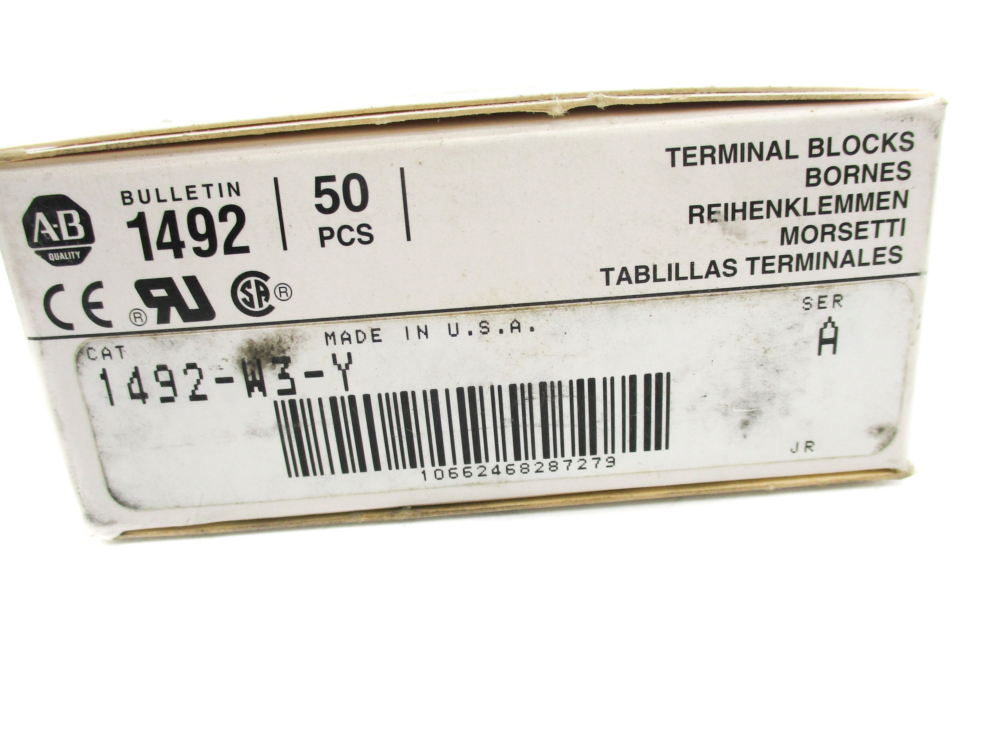 ALLEN BRADLEY 1492-W3-Y SER. A 600V (PKG OF 50) (GY/BL) NSMP