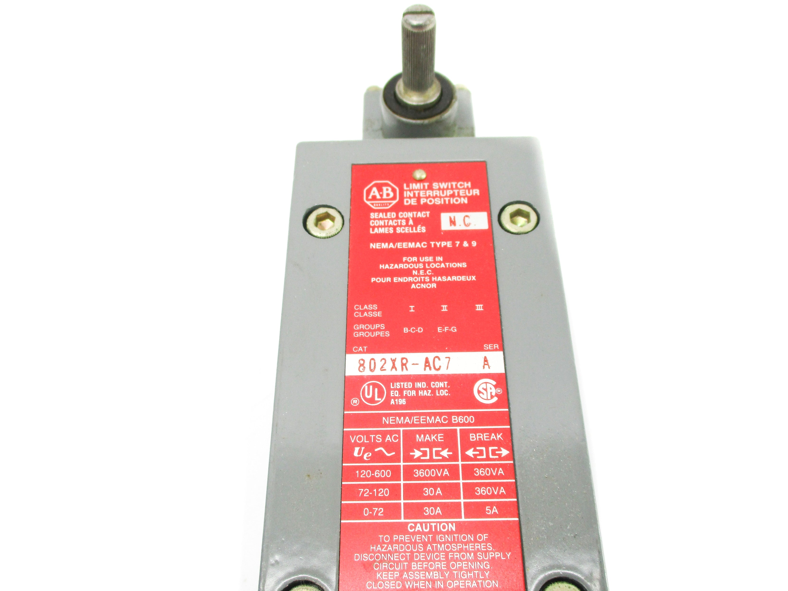 ALLEN BRADLEY 802XR-AC7 SER. A NSNP