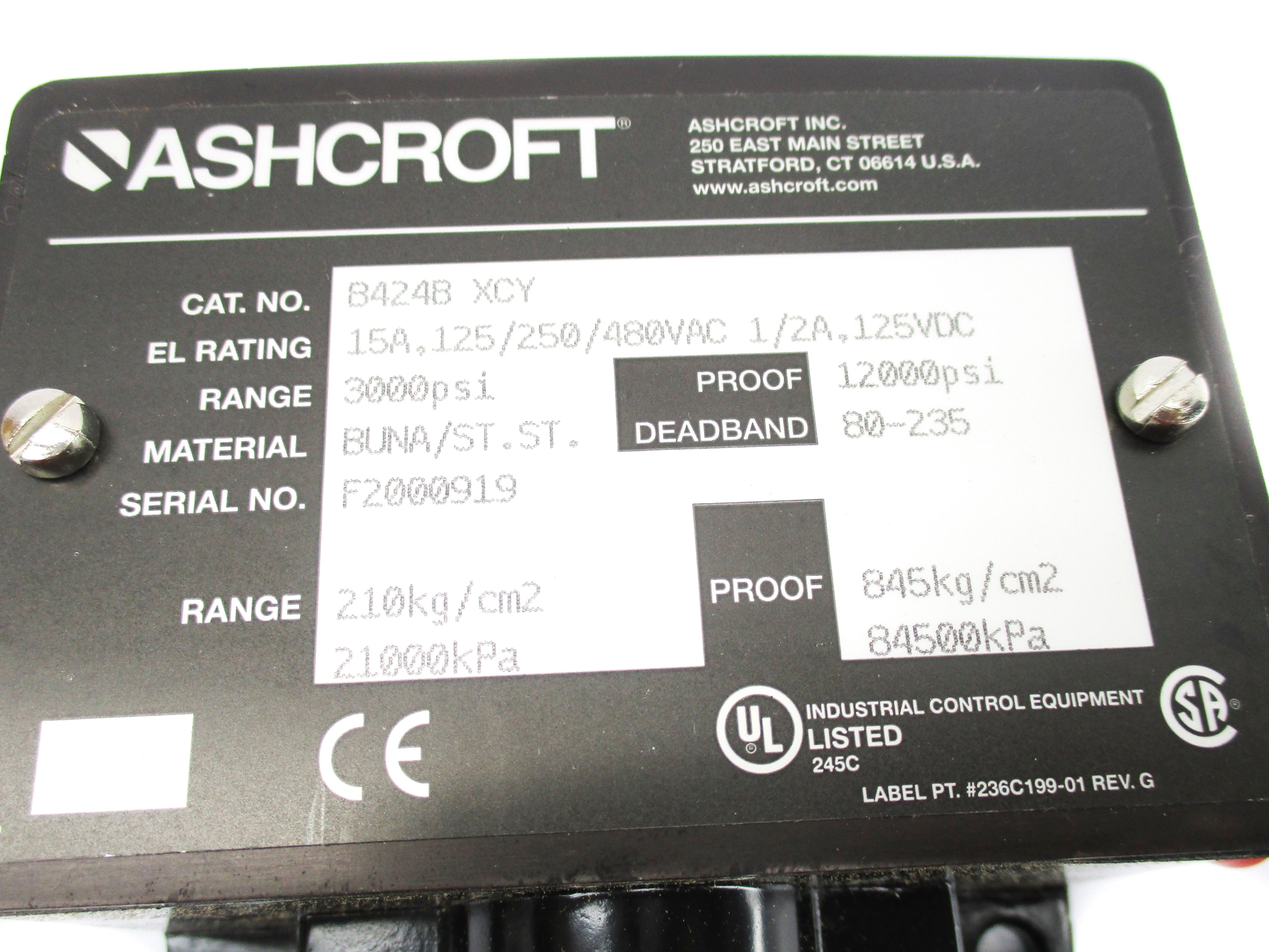 ASHCROFT 8424BXCY 12000PSI NSNP
