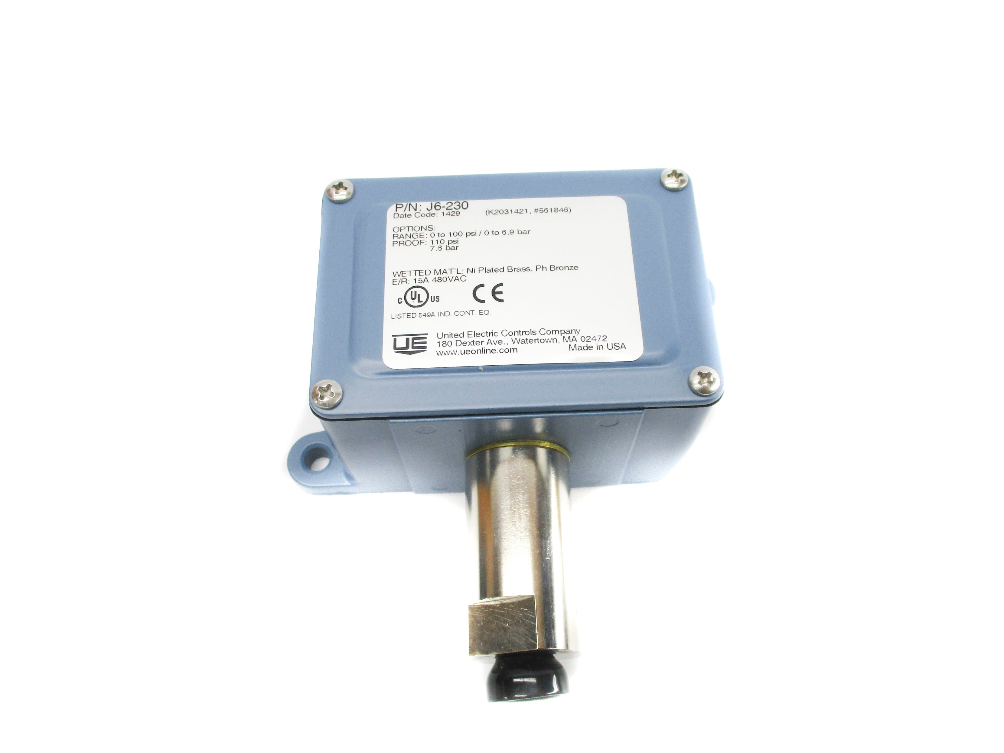 UNITED ELECTRIC J6-230 480VAC 15A 0-100PSI NSMP