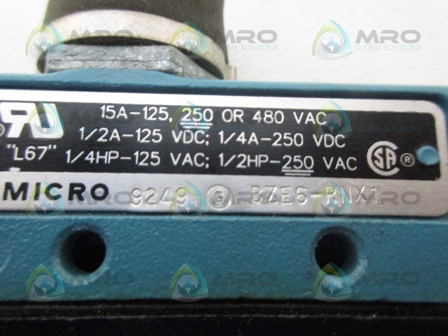 MICROSWITCH BZE6-RNX1 LIMIT SWITCH *NEW NO BOX*