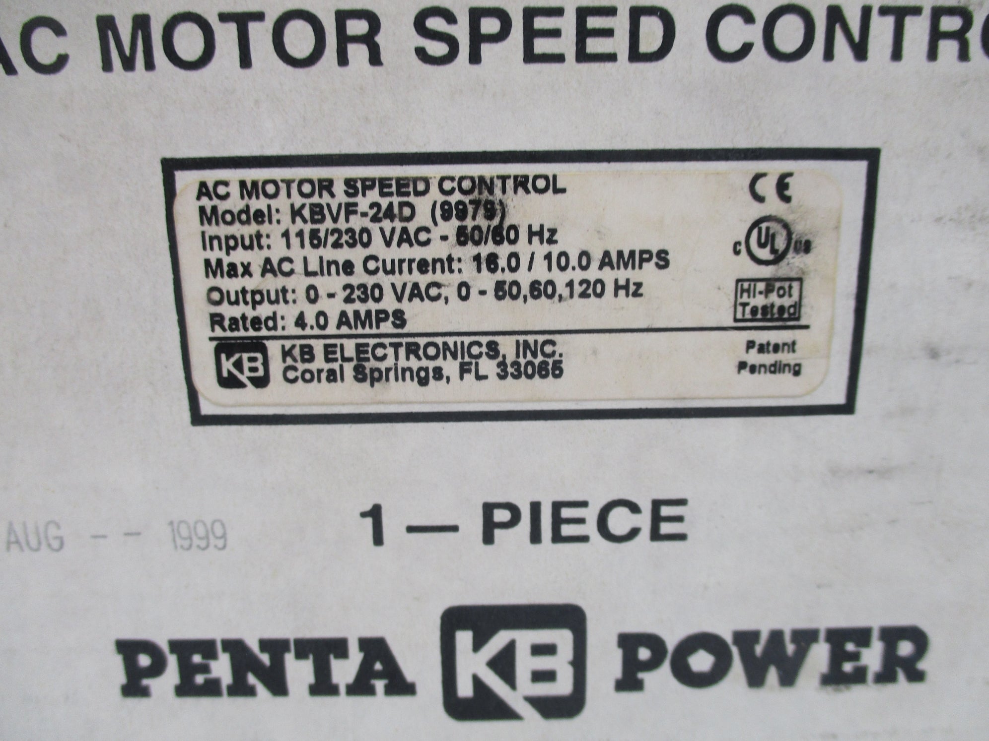 KB ELECTRONICS KBVF-24D (AS PICTURED) NSMP