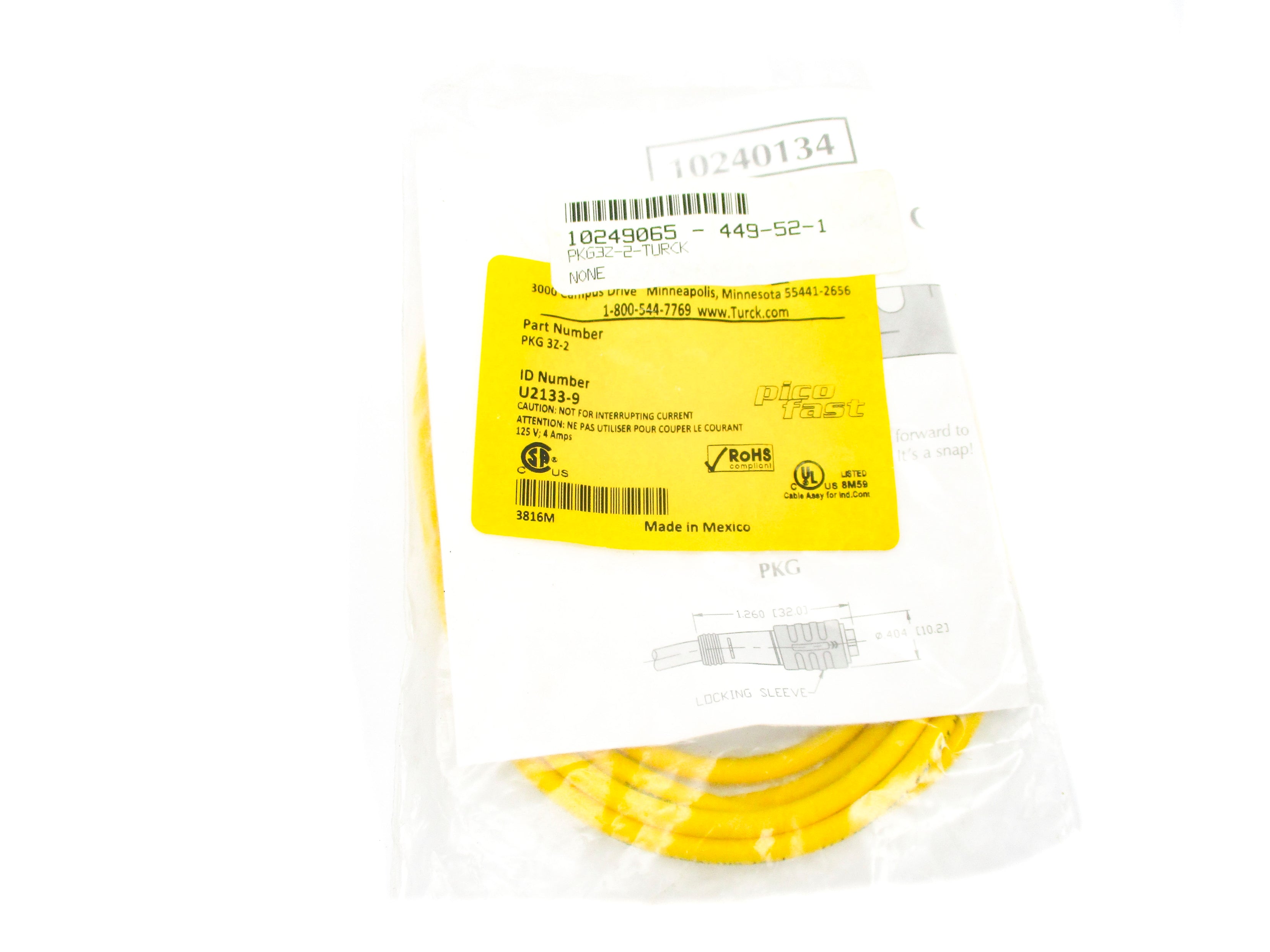 TURCK PKG3Z-2 U2133-9 125V 4A NSMP