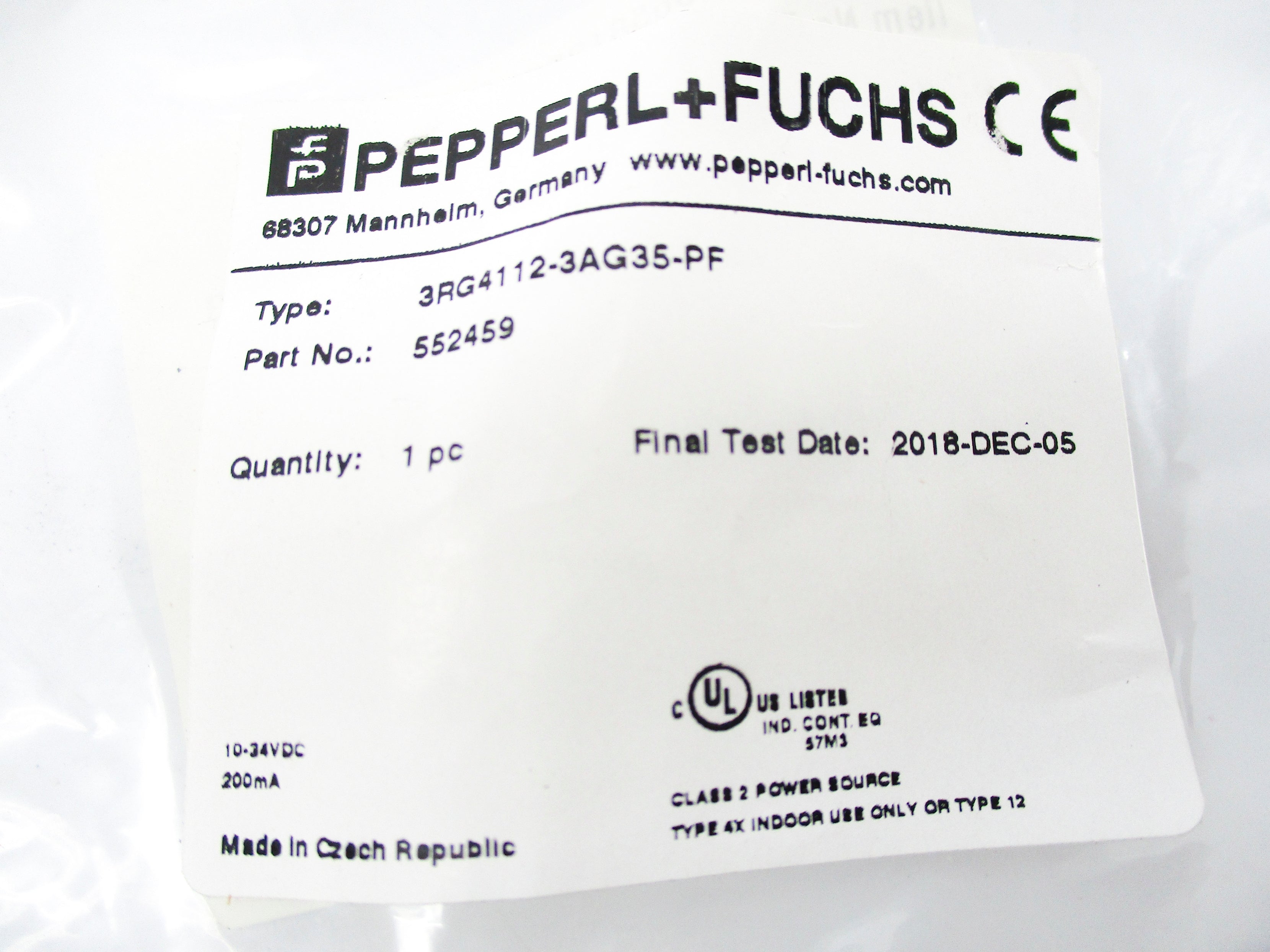 PEPPERL+FUCHS 3RG4112-3AG35-PF NSMP