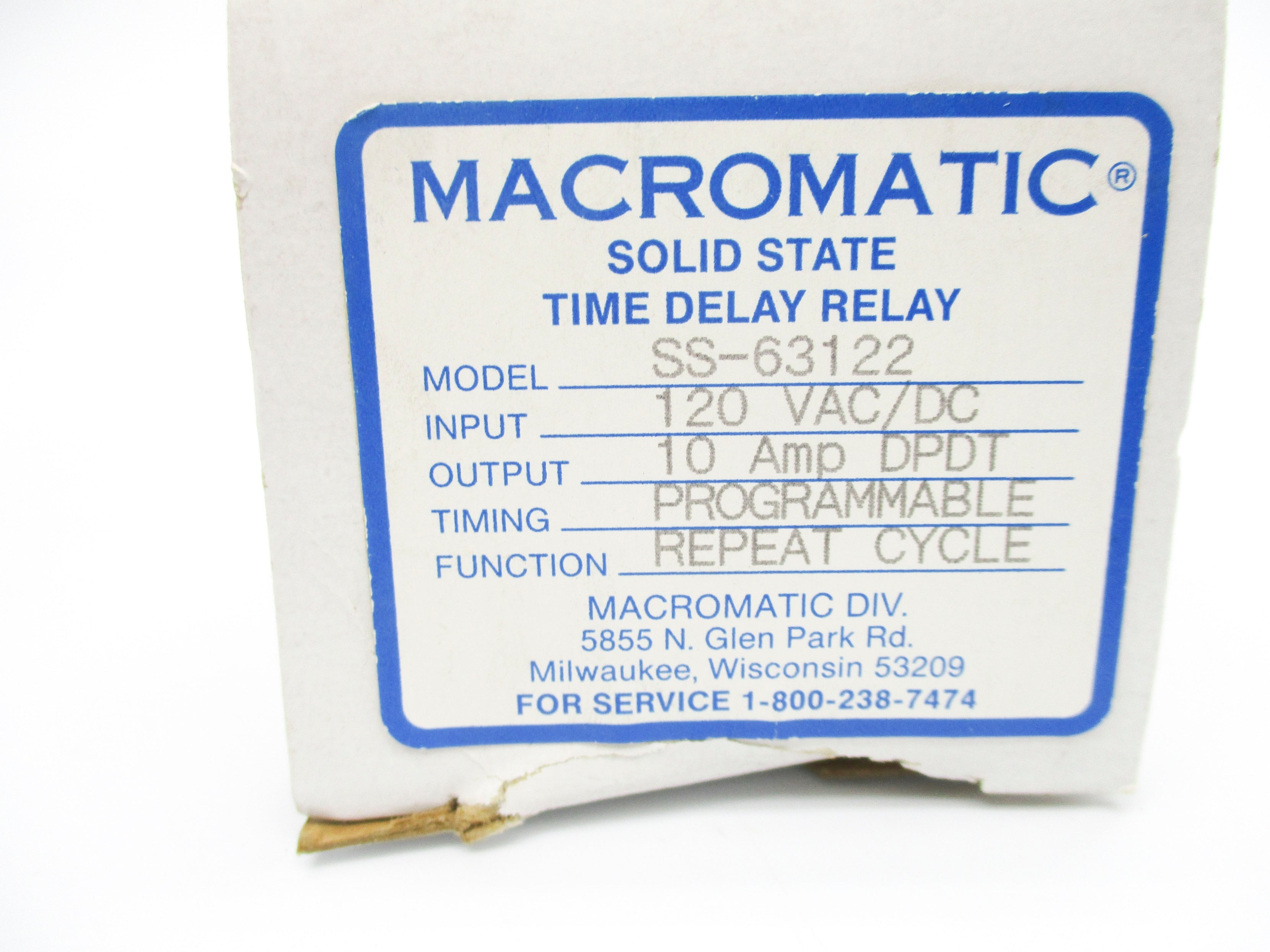 MACROMATIC SS-63122 10A 120V NSMP