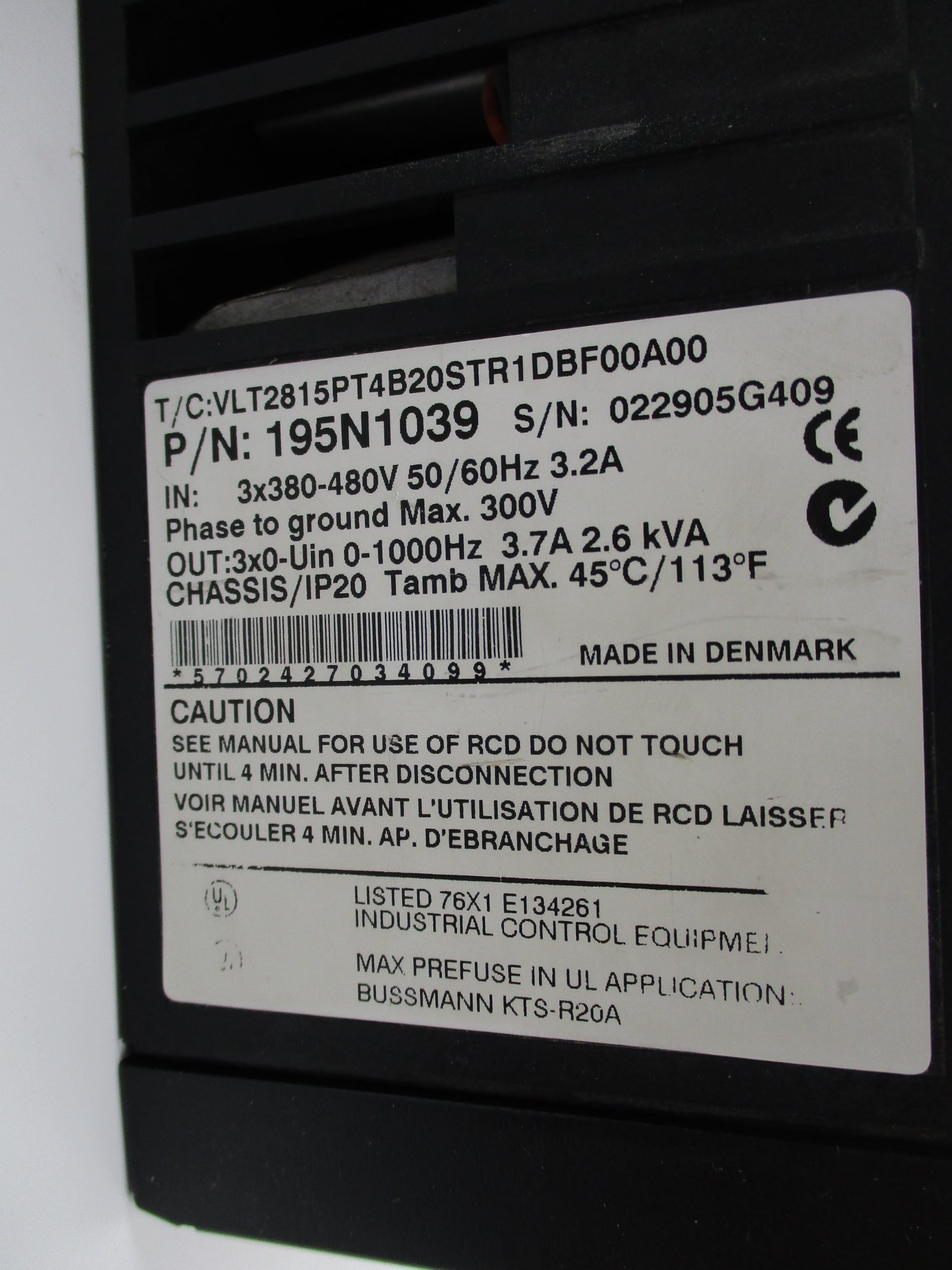 DANFOSS 195N1039 UNMP