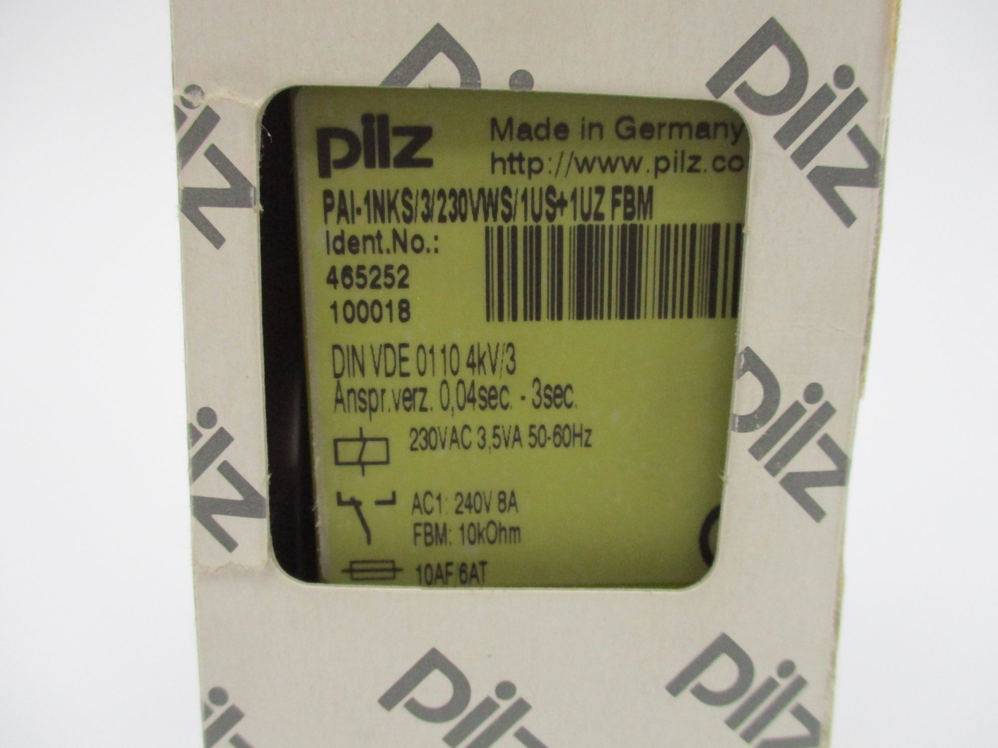 PILZ PAI-1NKS/3/230VWS/1US+1UZFBM 8A 240V NSMP
