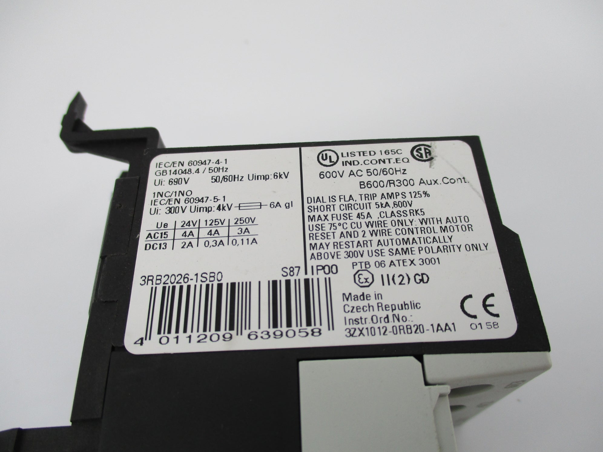 SIEMENS 3RB2026-1SB0 45A 600VAC UNMP