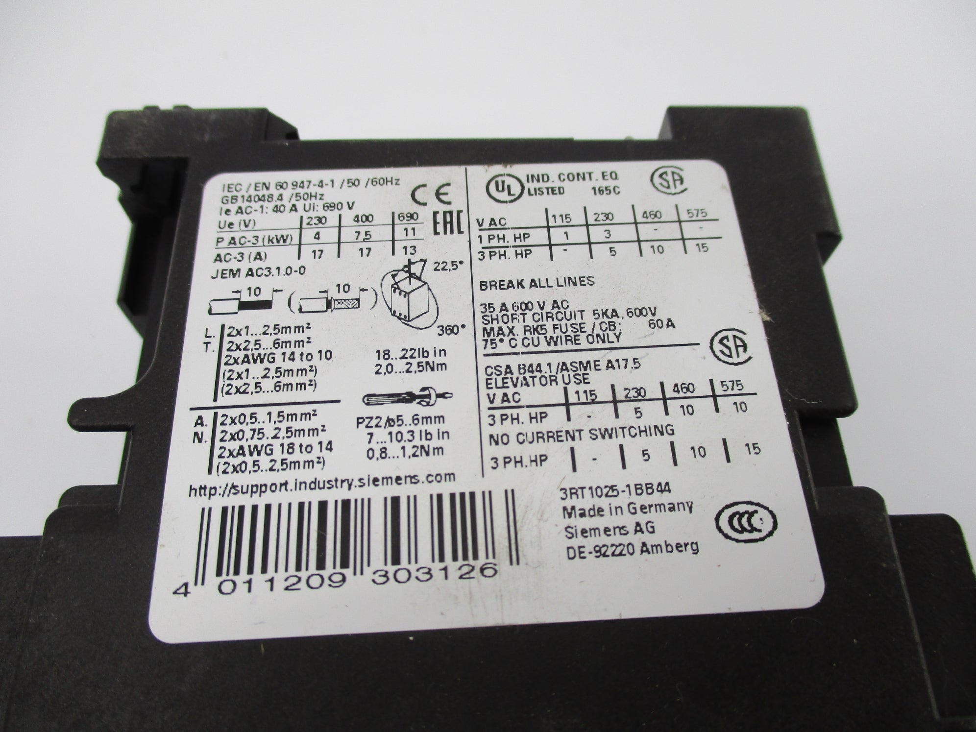 SIEMENS 3RT1025-1BB44 24VDC NSNP