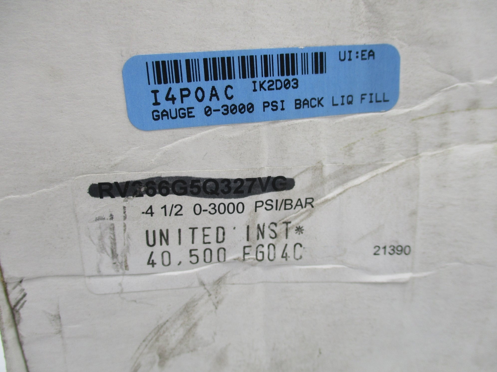UNITED INSTRUMENT RV266G5Q327VG 0-3000PSI NSMP