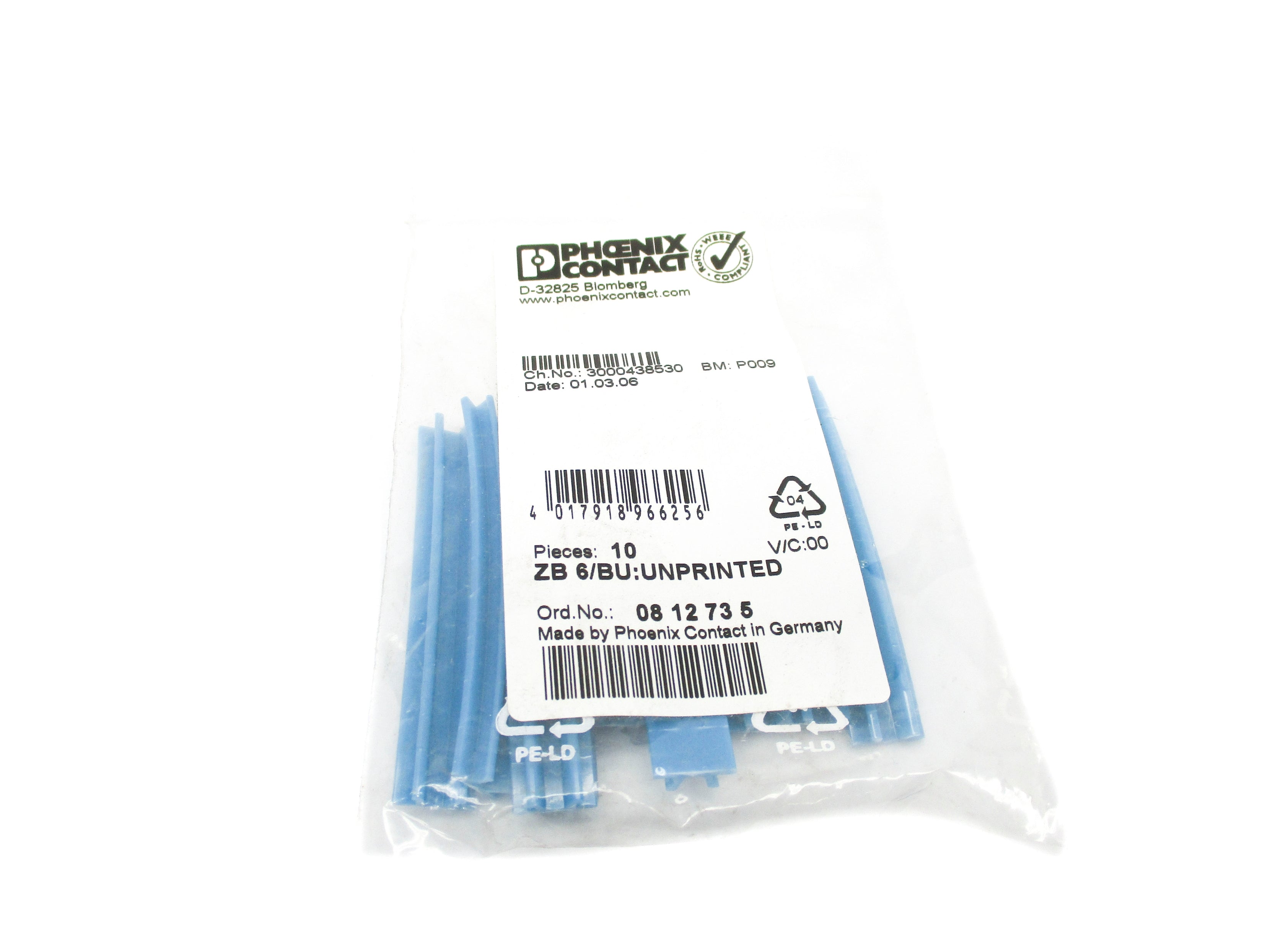 PHOENIX CONTACT ZB6/BU (PKG OF 10) NSMP