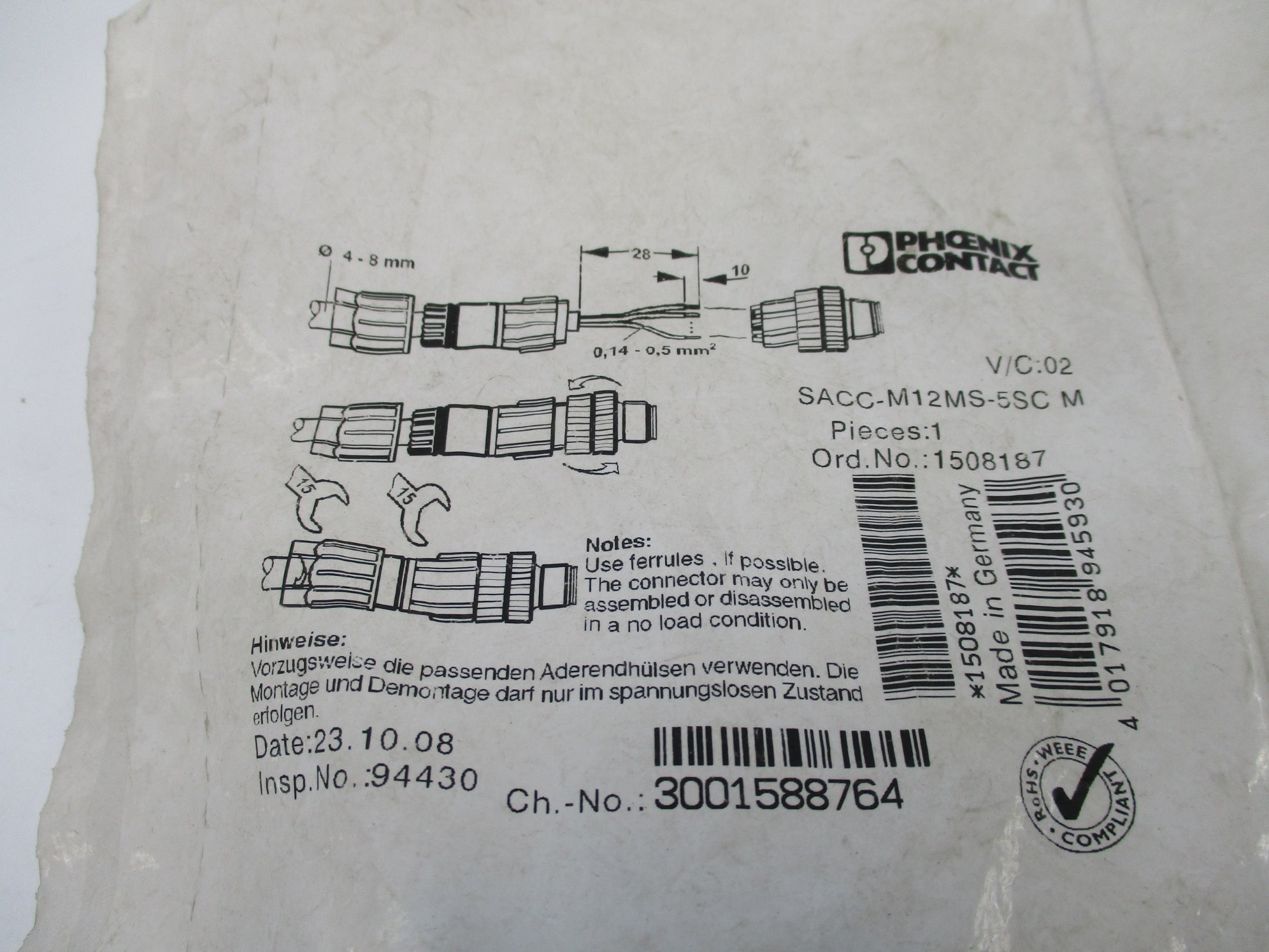 PHOENIX CONTACT SACC-M12MS-5SCM NSMP