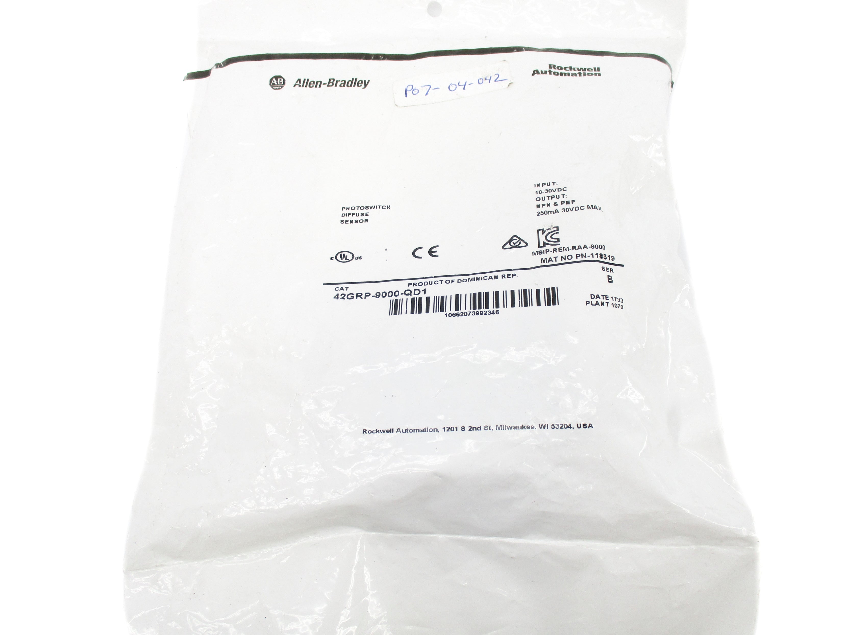 ALLEN BRADLEY 42GRP-9000-QD1 SER. B NSMP