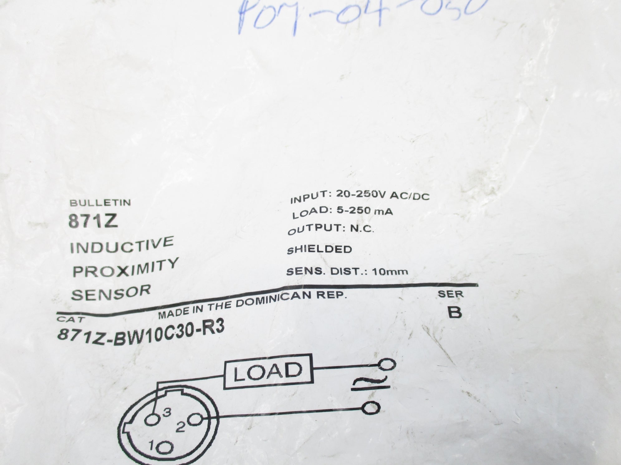 INDUSTRIAL SPARE PART 871Z-BW10C30-R3 SER. B NSMP