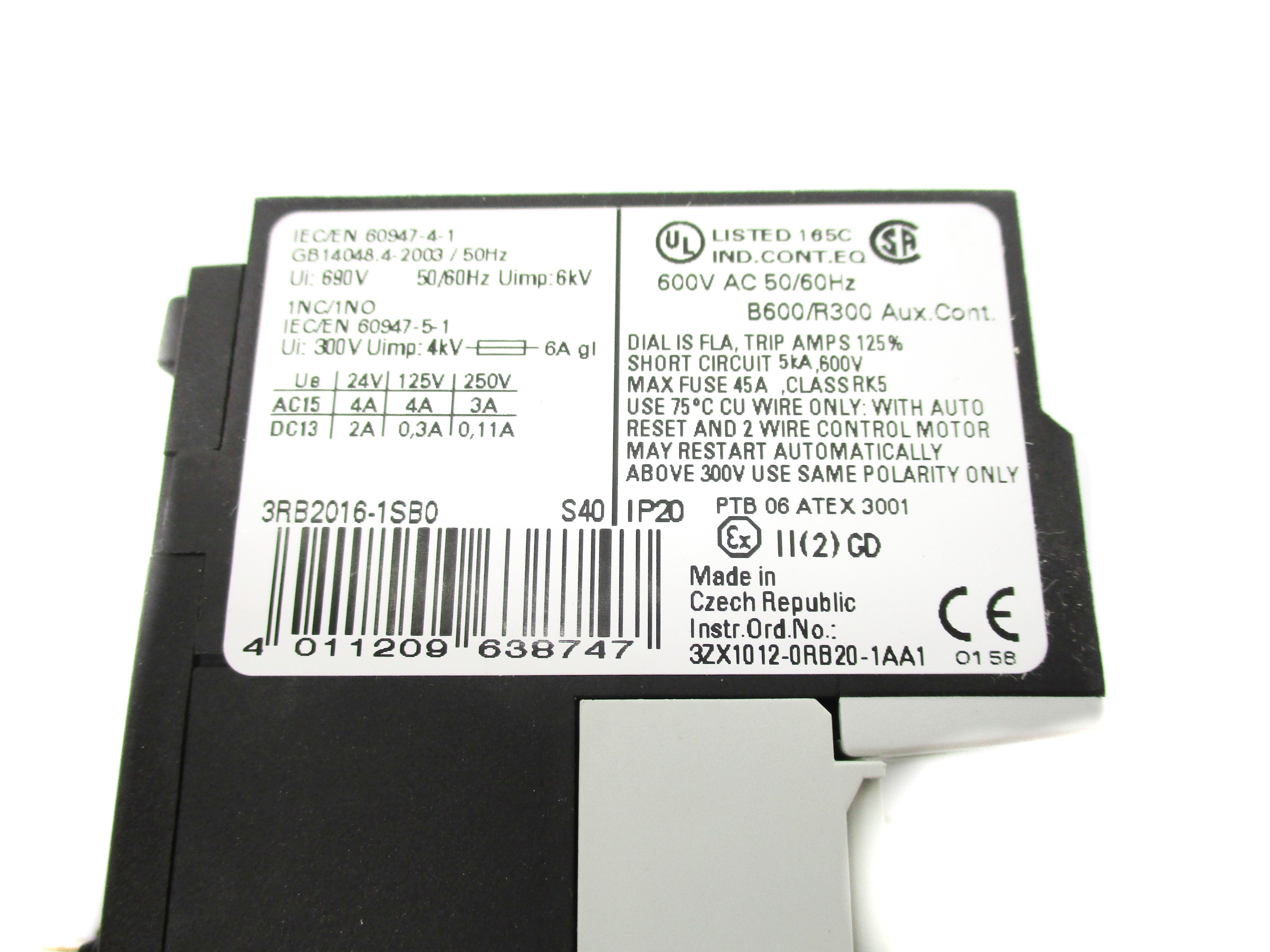 SIEMENS 3RB2016-1SB0 3-12A 600VAC NSNP