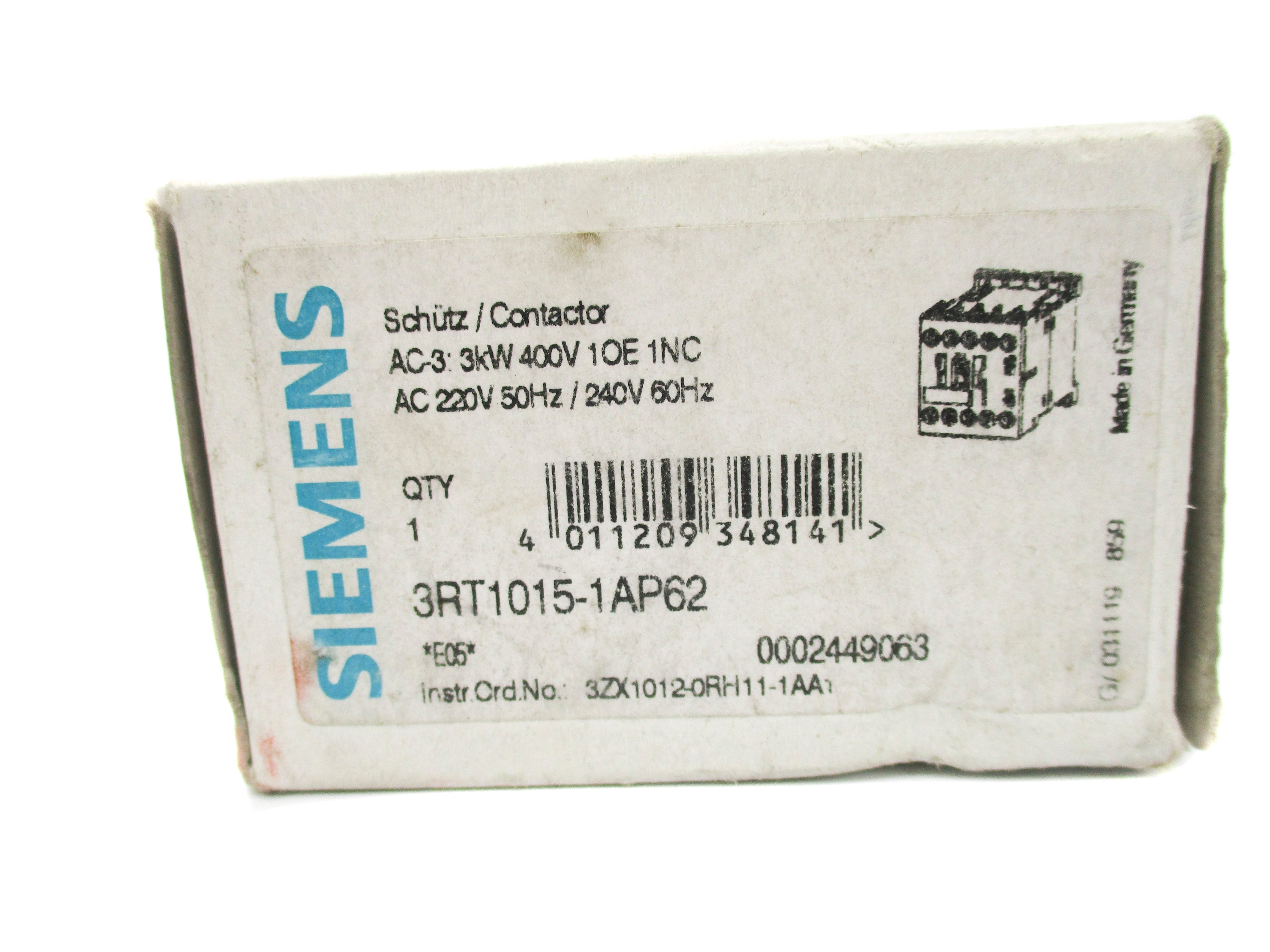SIEMENS 3RT1015-1AP62 220/240V NSMP