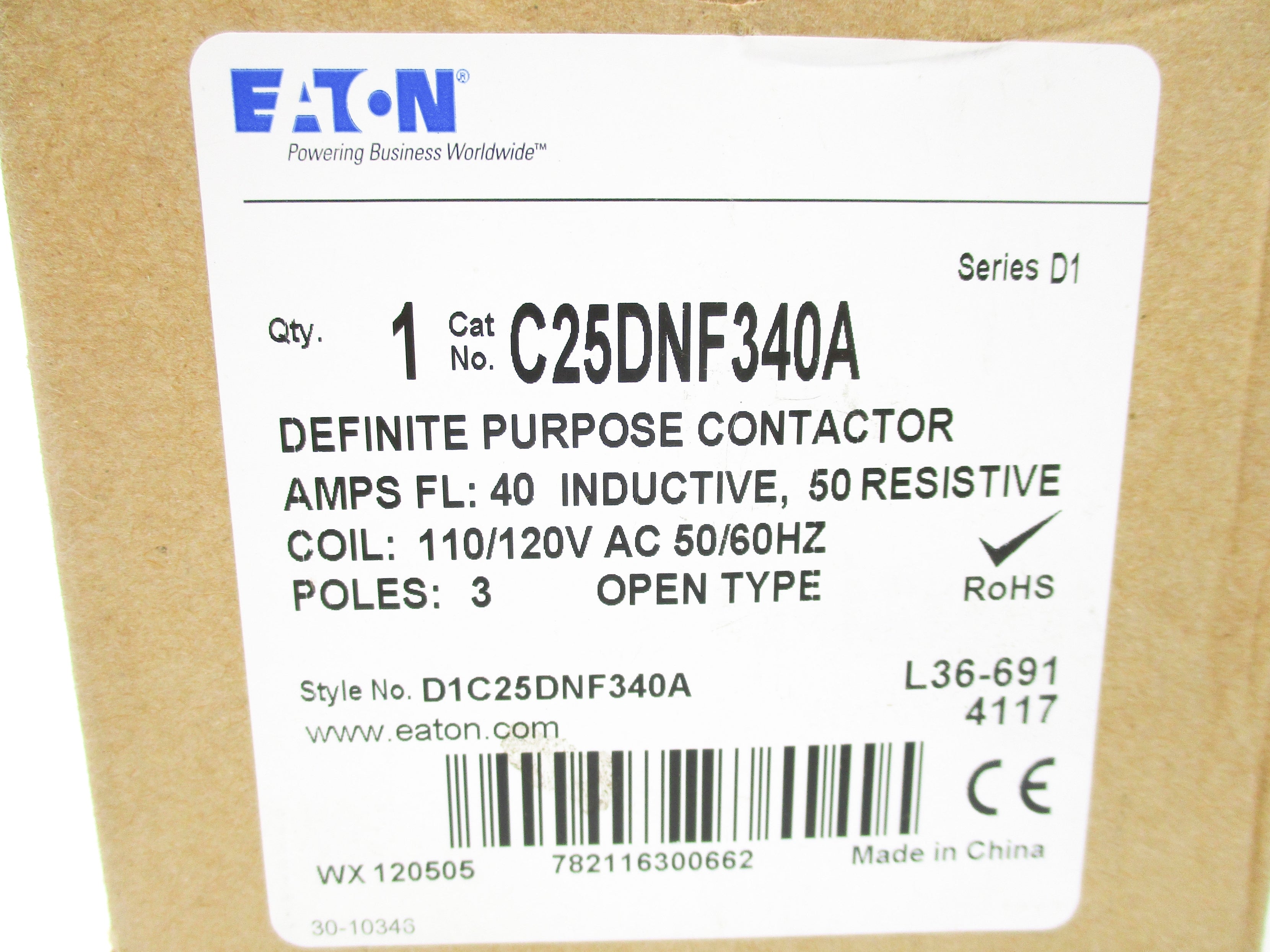 EATON C25DNF340A SER. D1 110/120V NSMP