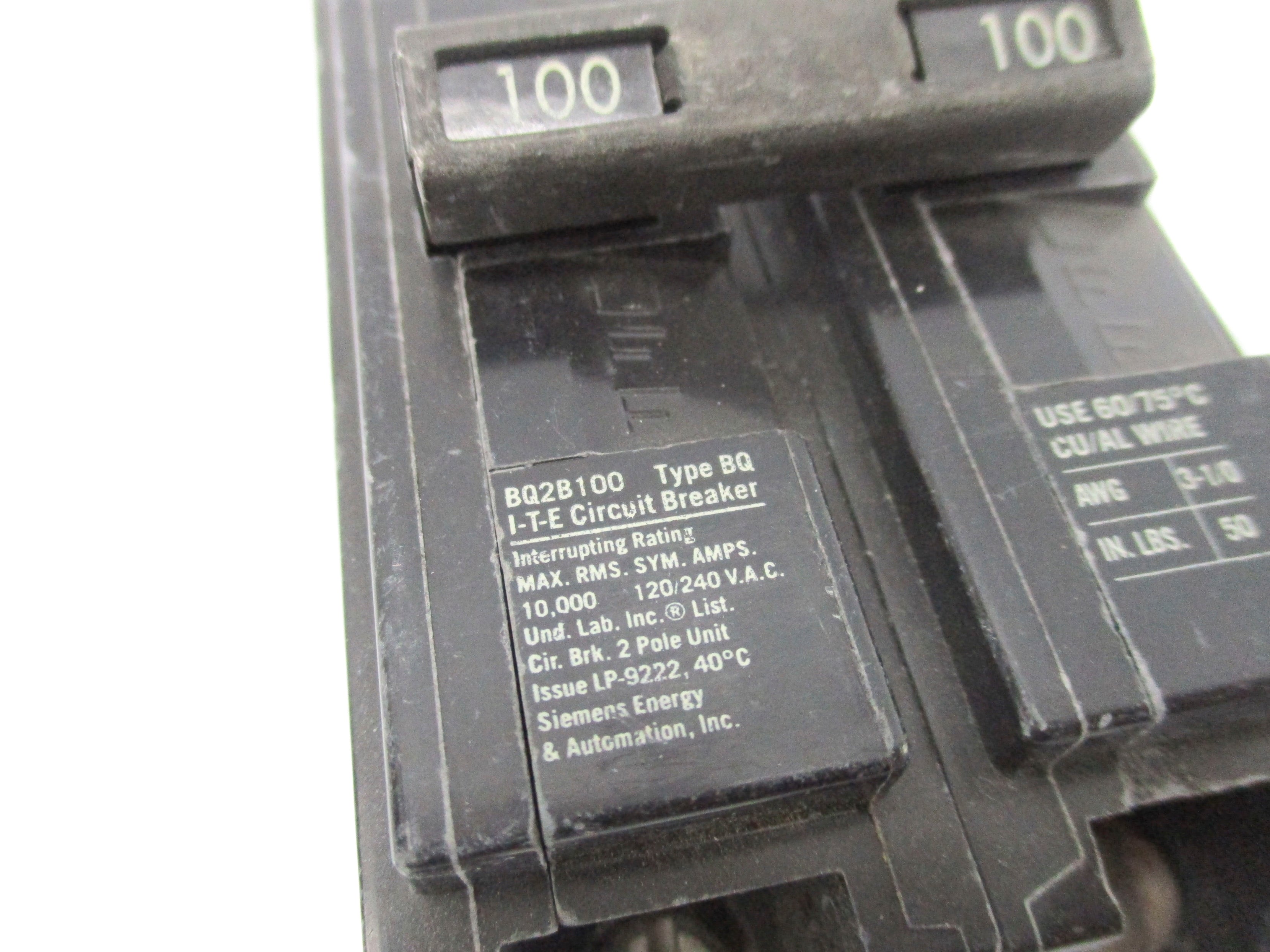 SIEMENS BQ2B100 120/240V 100A NSNP