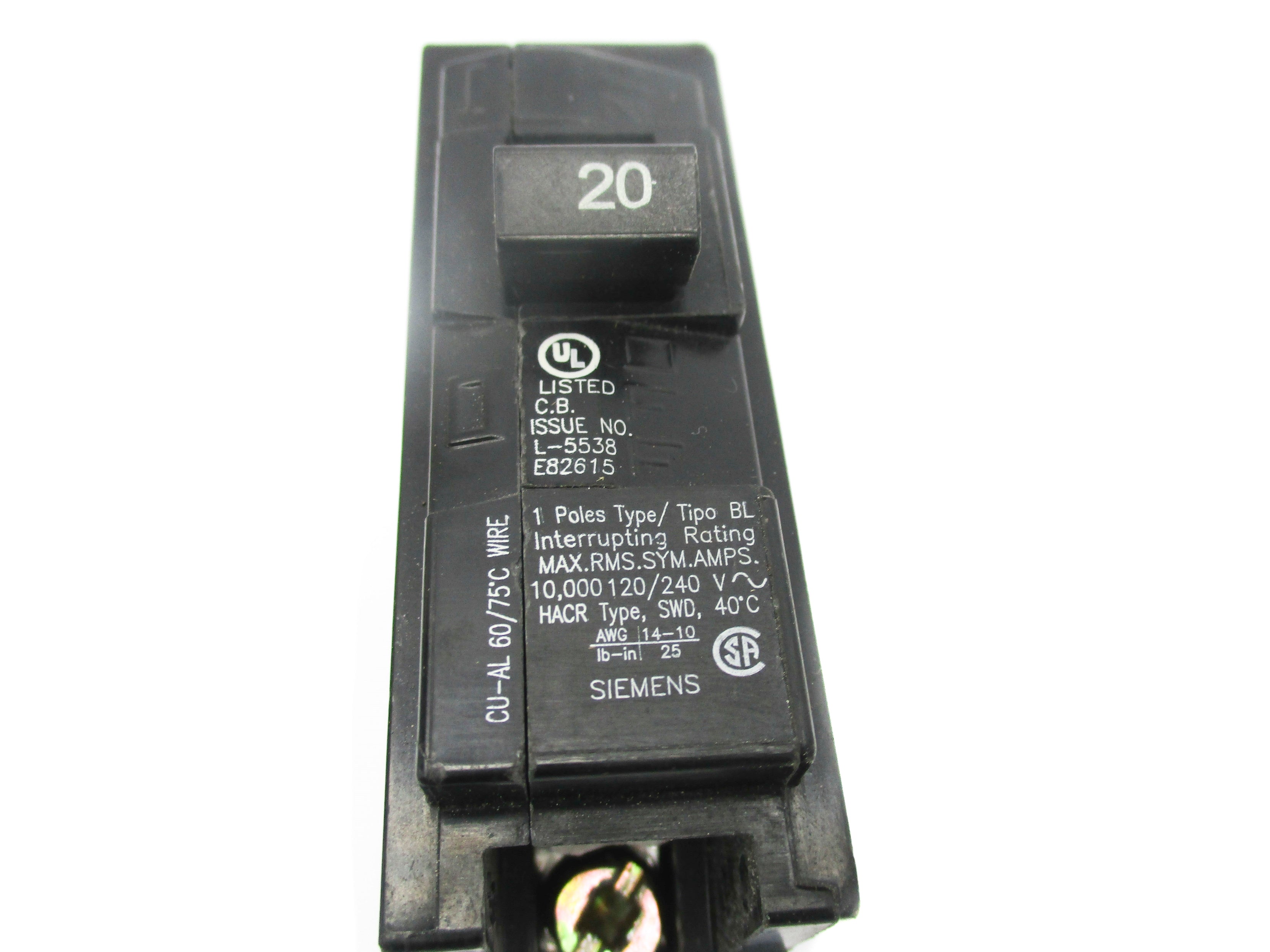 SIEMENS B120 120/240V 20A UNMP