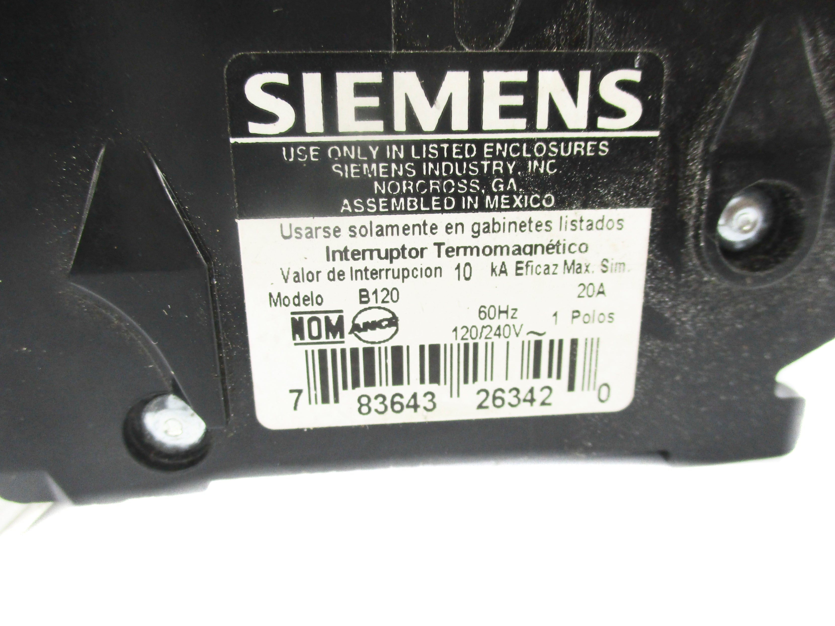 SIEMENS B120 120/240V 20A UNMP