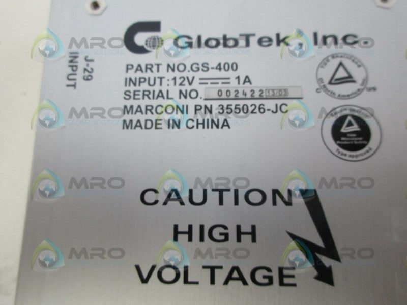 GLOBTEK GS-400 POWER SUPPLY *NEW NO BOX*