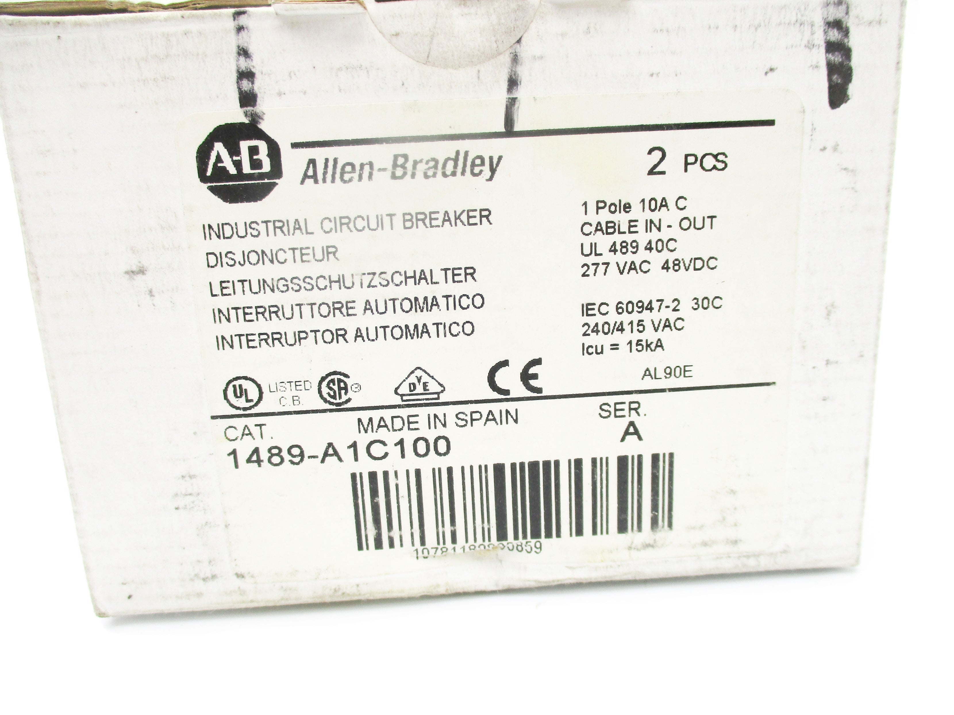 ALLEN BRADLEY 1489-A1C100 SER. A 277V 10A (PKG OF 2) NSMP