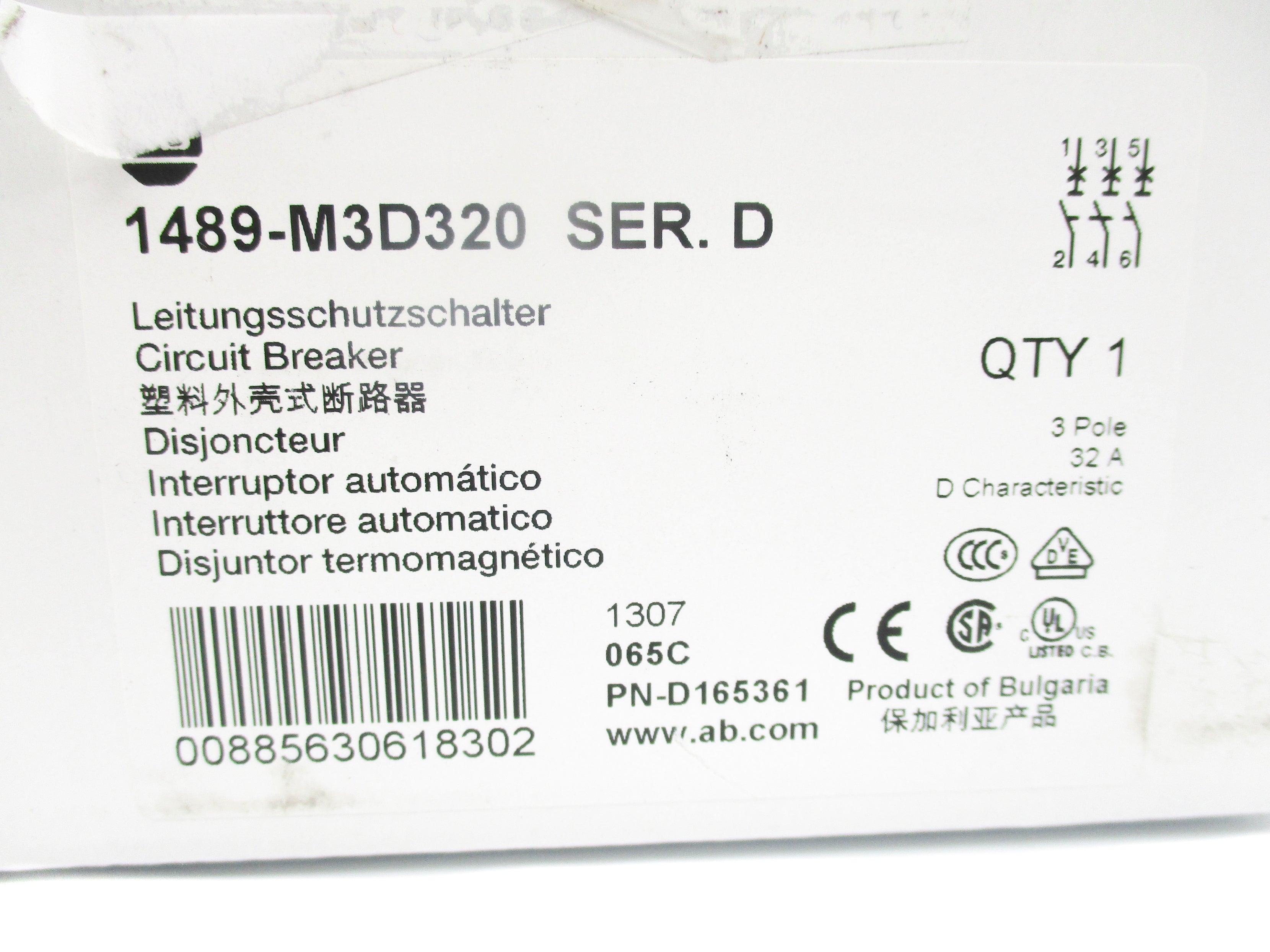 ALLEN BRADLEY 1489-M3D320 SER. D 480/277V 32A NSMP