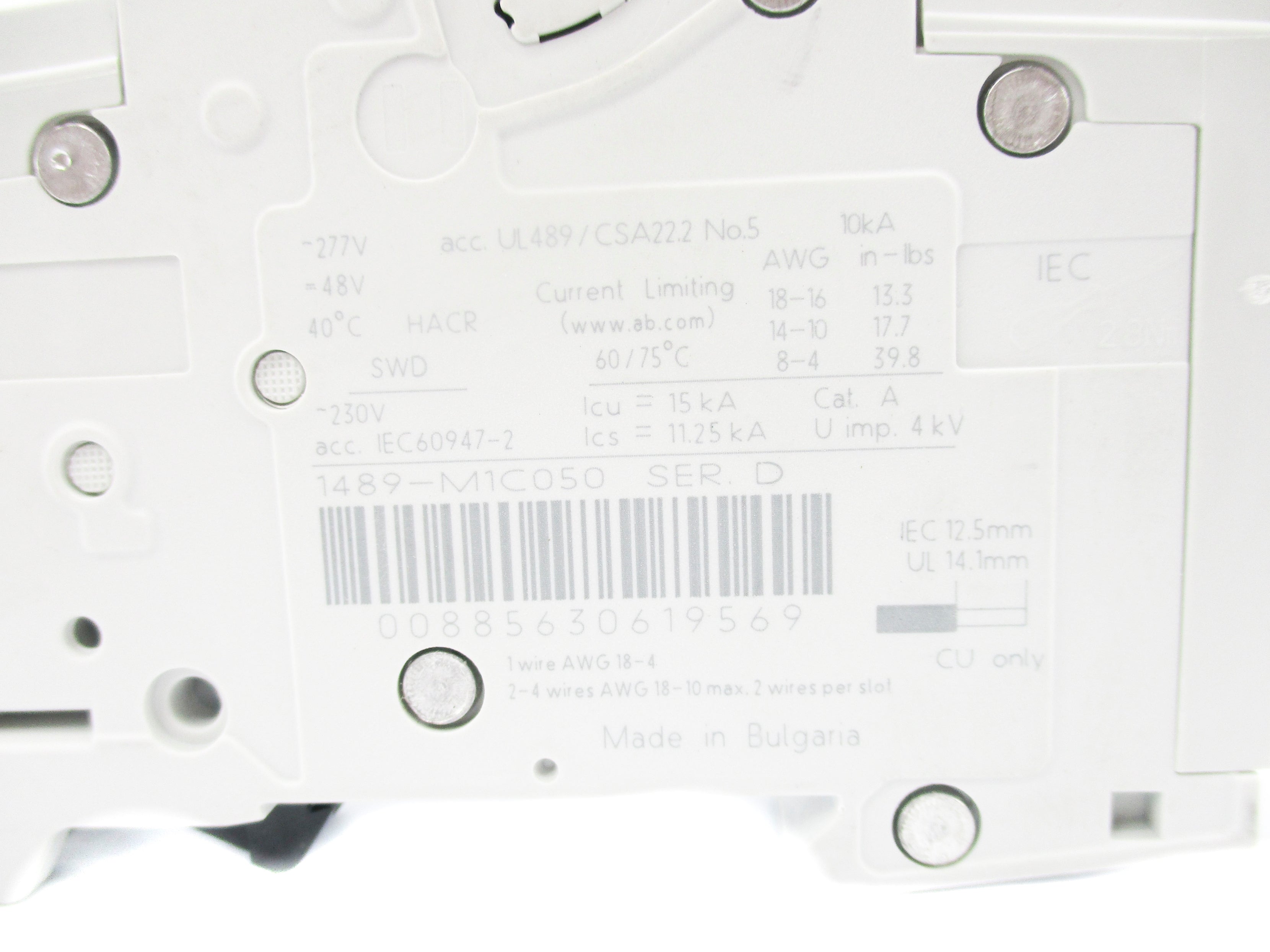 ALLEN BRADLEY 1489-M1C050 SER. D 277V 5A NSNP