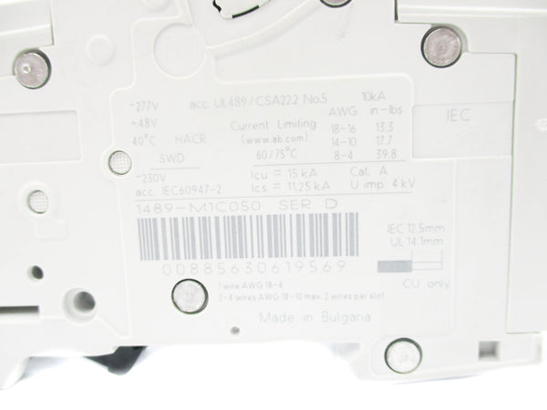 ALLEN BRADLEY 1489-M1C050 SER. D 277V 5A NSNP
