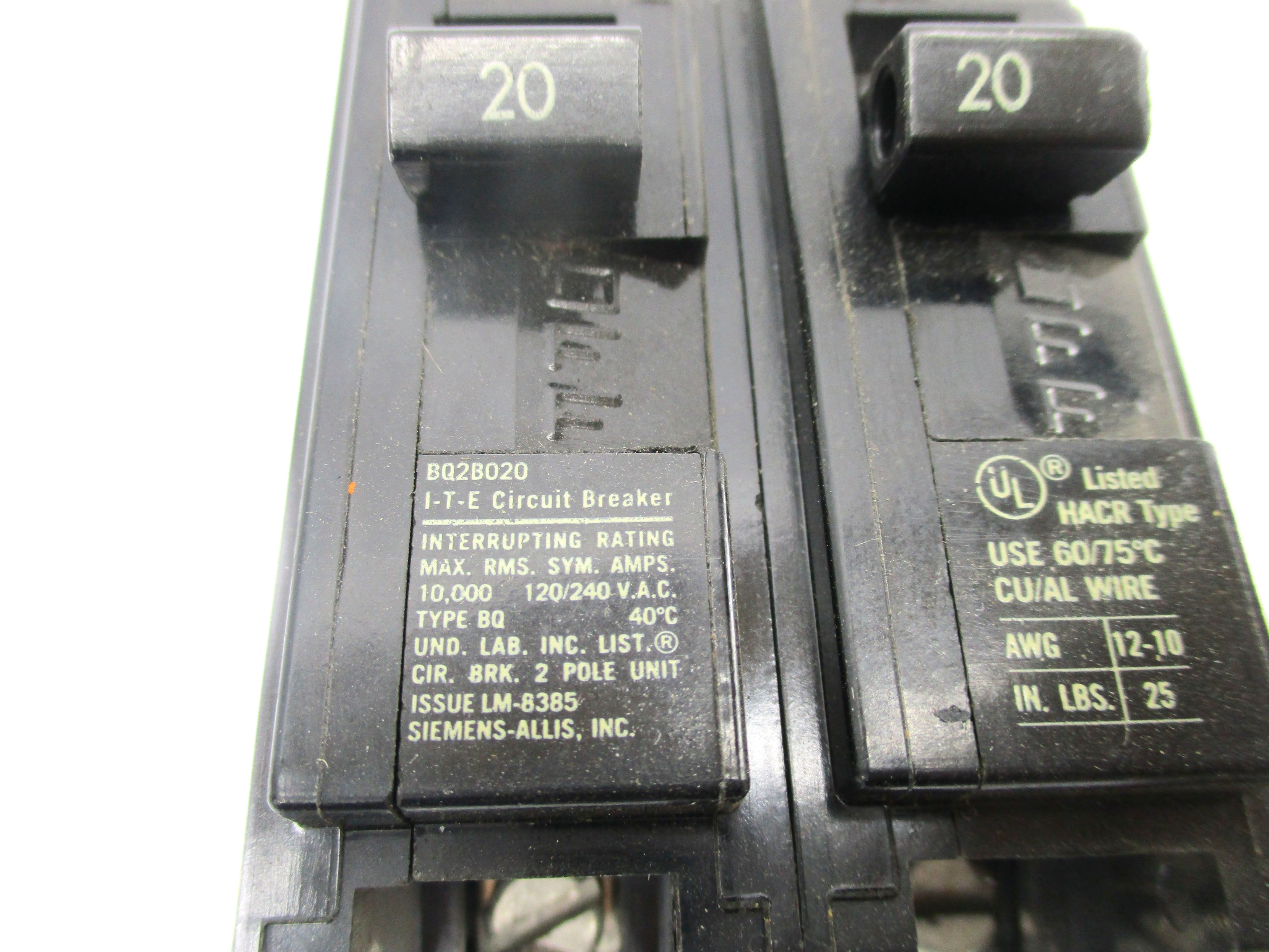 SIEMENS BQ2B020 120/240V 20A UNMP