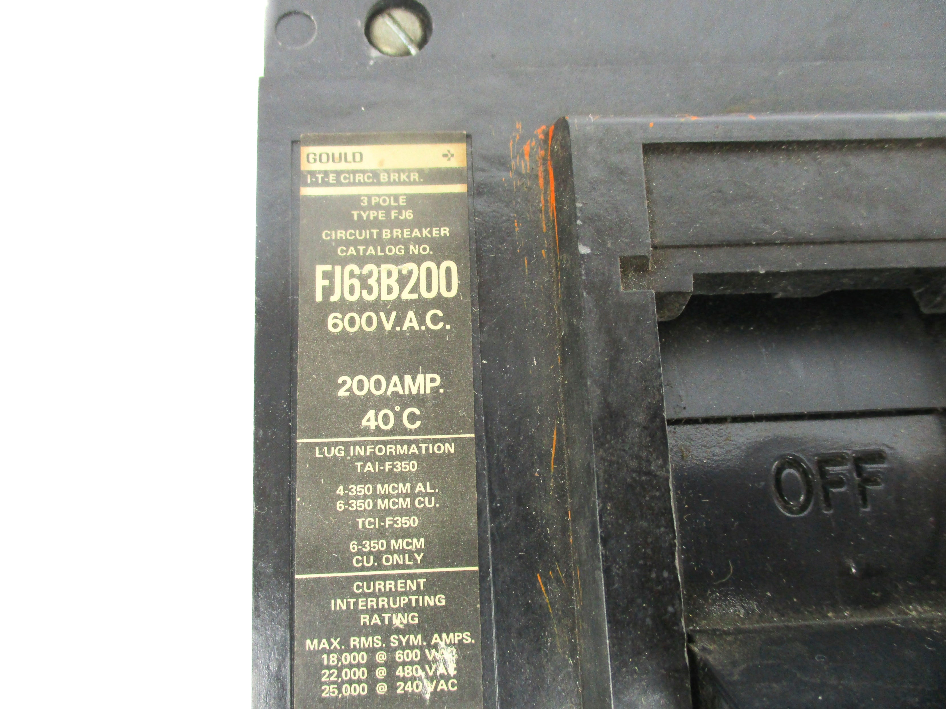 ITE FJ63B200 600VAC 200A UNMP