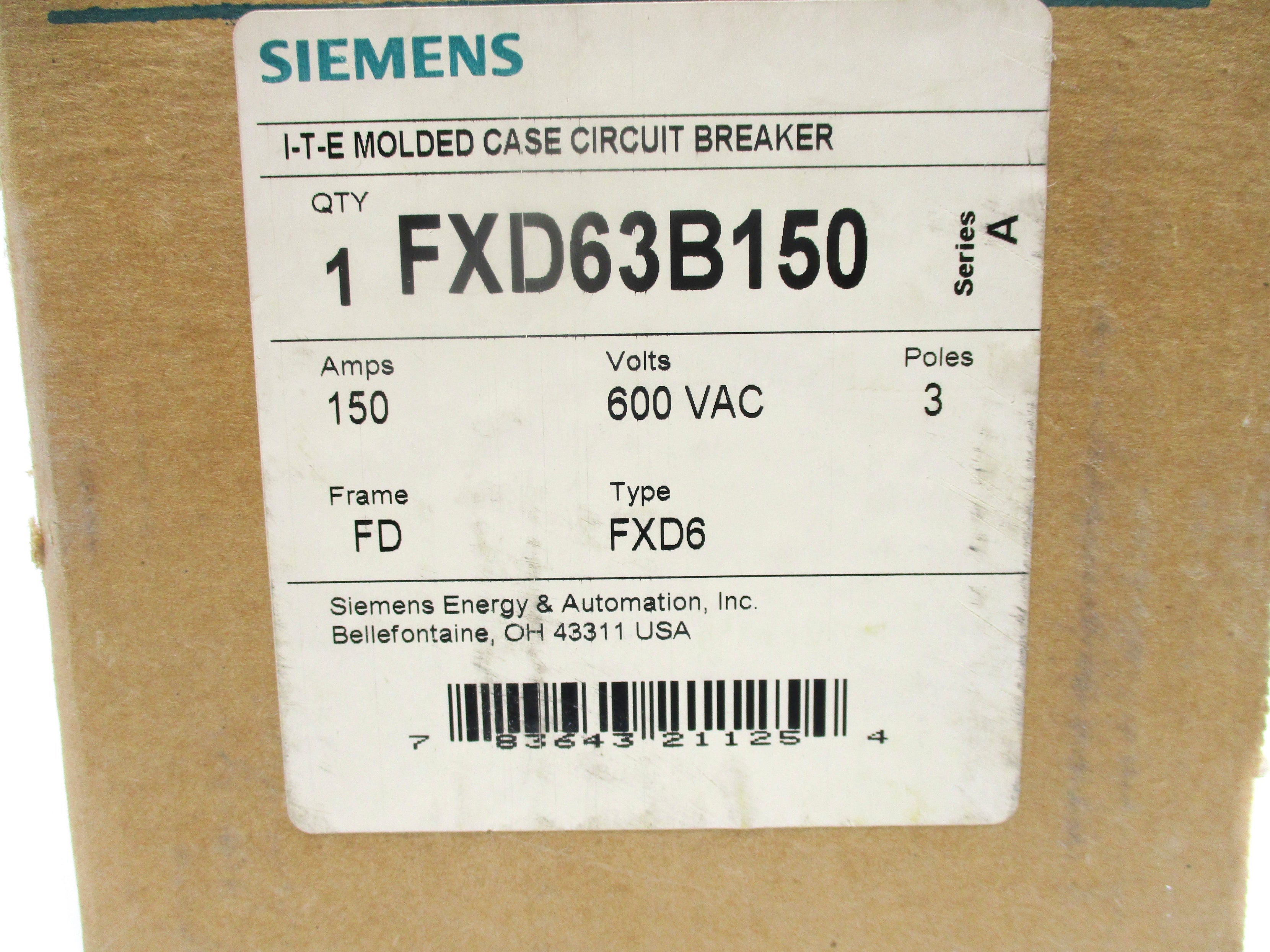 SIEMENS FXD63B150 SER. A 600V 150A NSMP