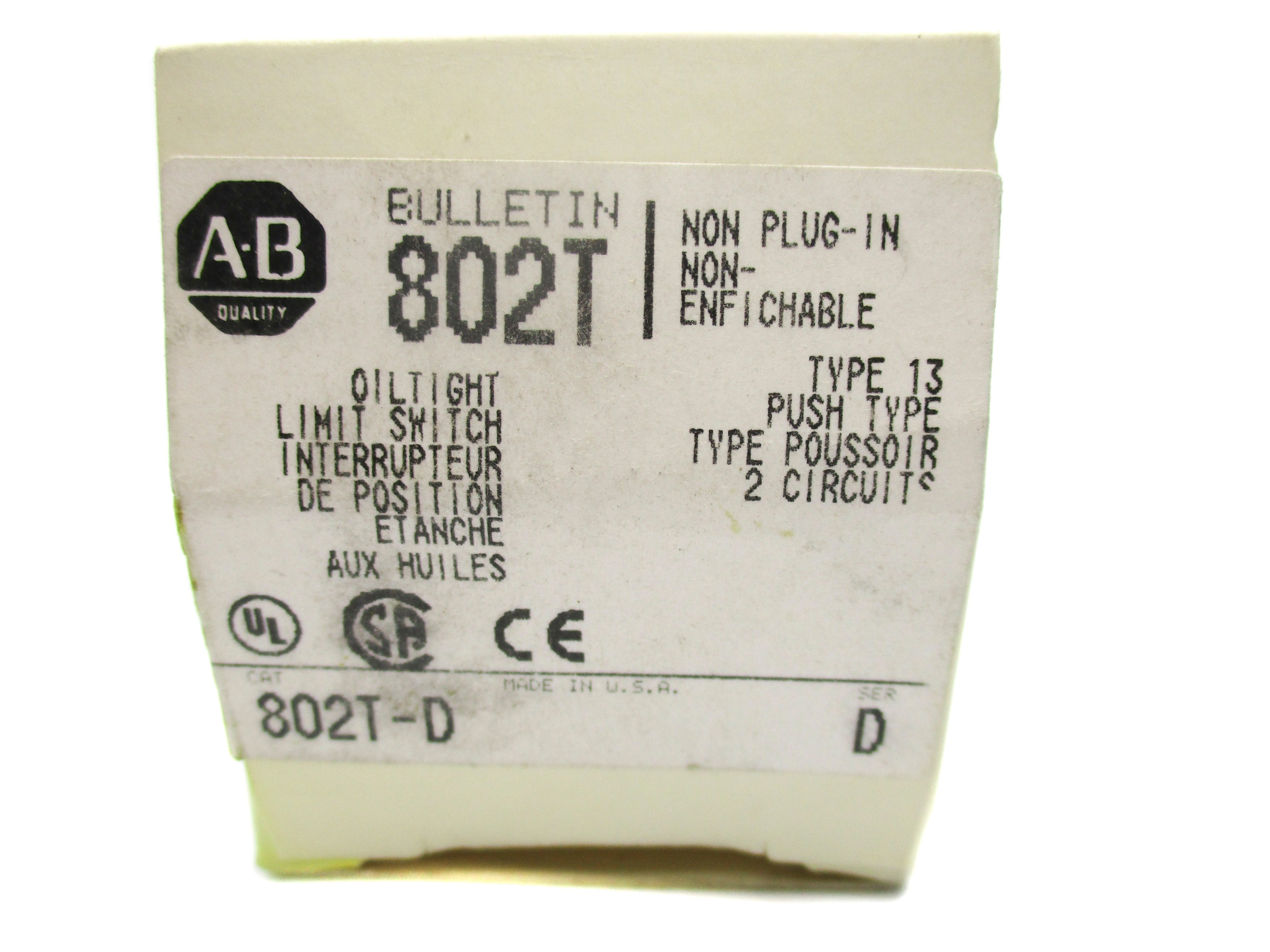 ALLEN BRADLEY 802T-D SER. D (WH) NSMP
