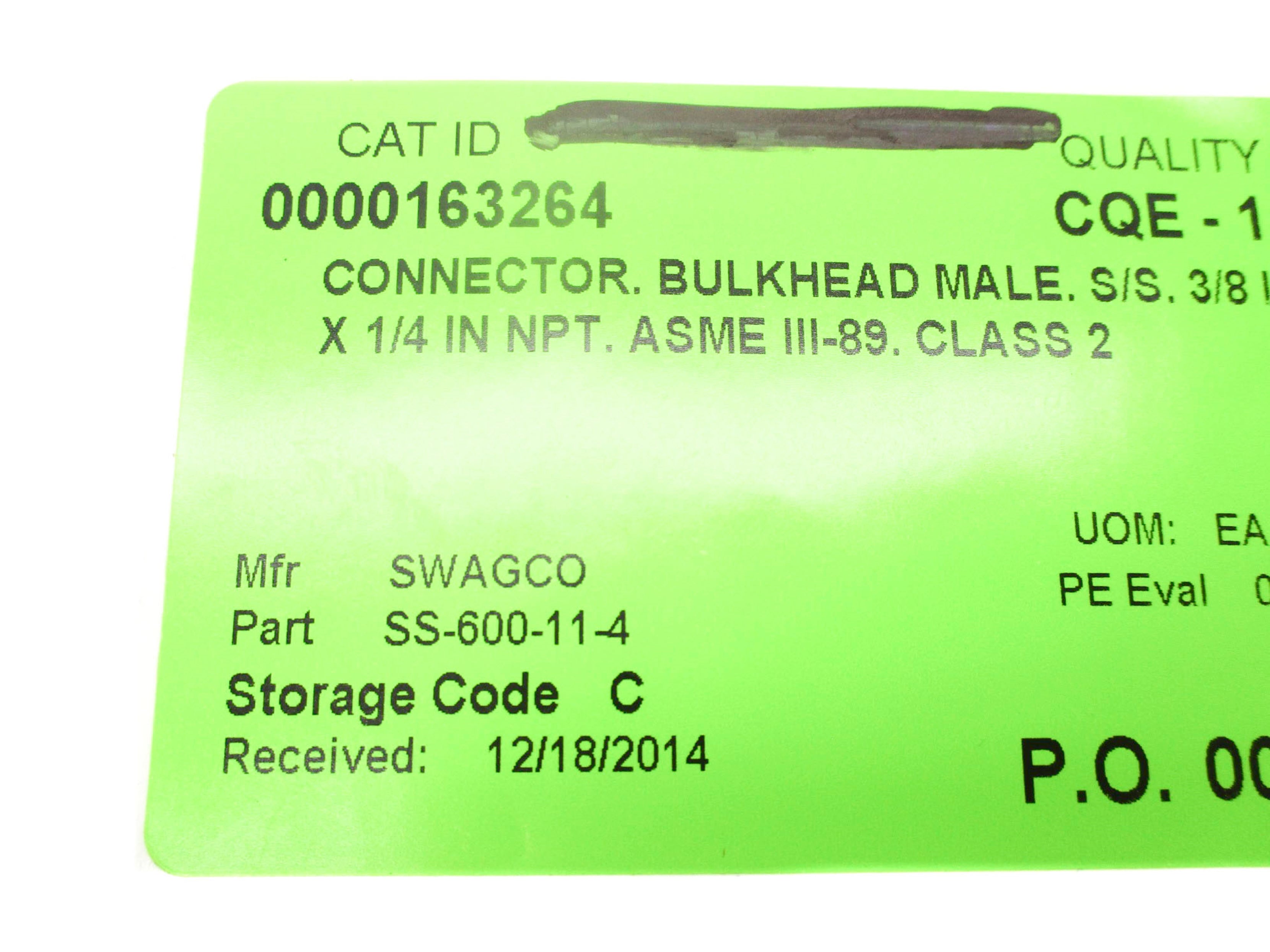 SWAGELOK SS-600-11-4 NSNP