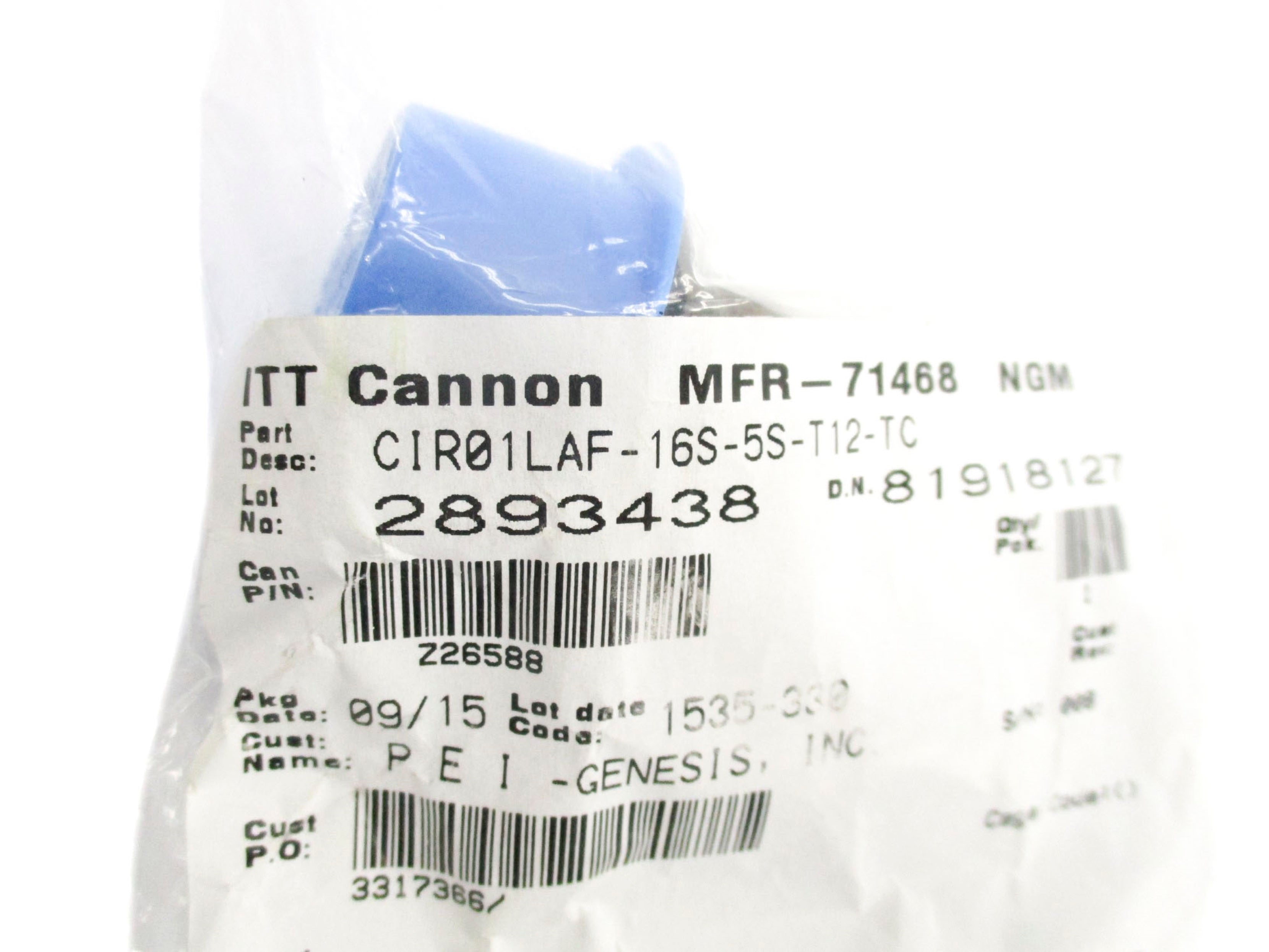 ITT CANNON CIR01LAF-16S-5S-T12-TC NSMP