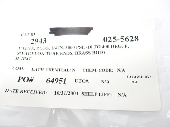 SWAGELOK B-4P4T NSMP