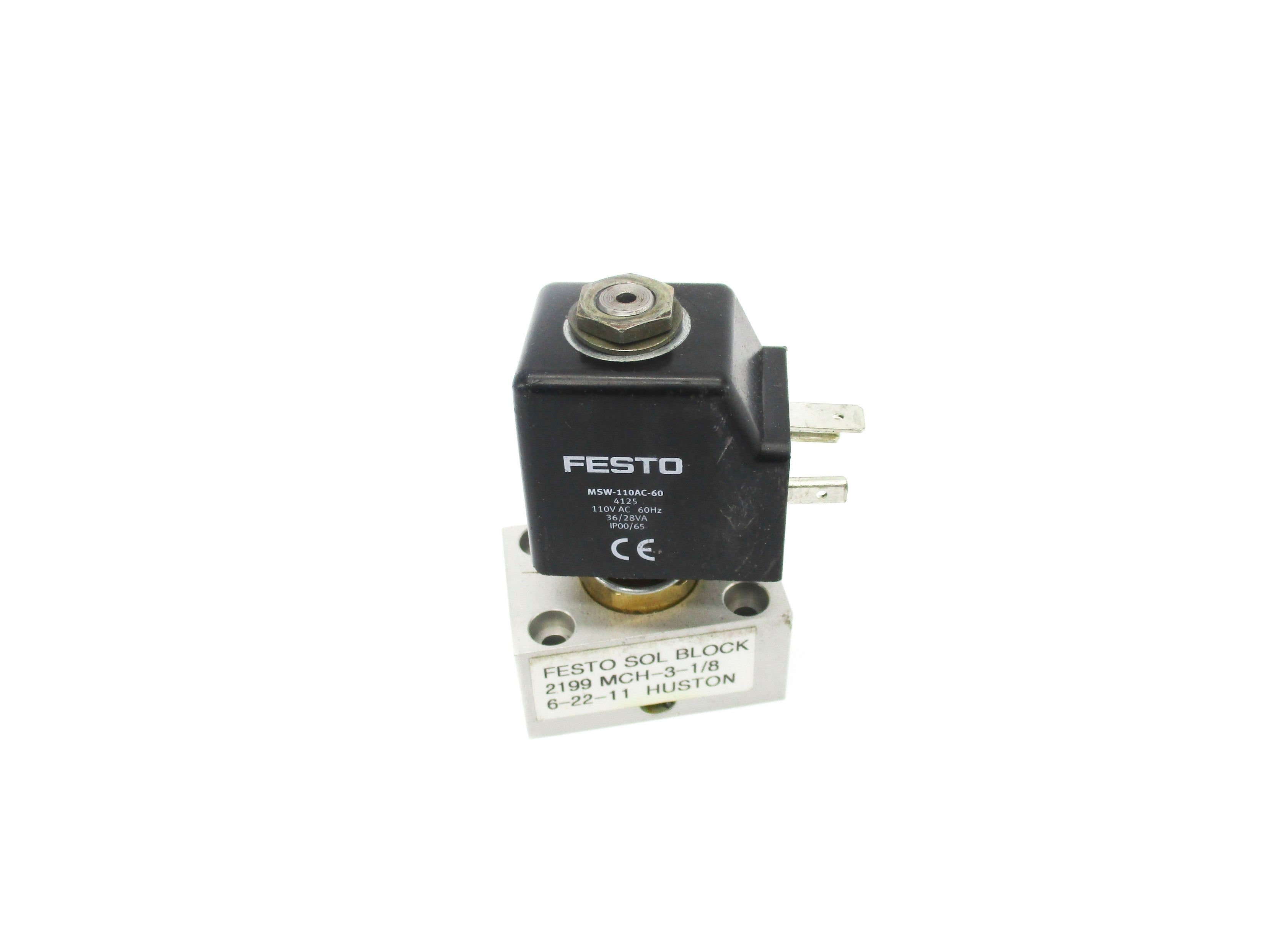 FESTO MCH-3-1/8 W/MSW-110AC-60 0-105PSI 110V (AS PICTURED) NSNP