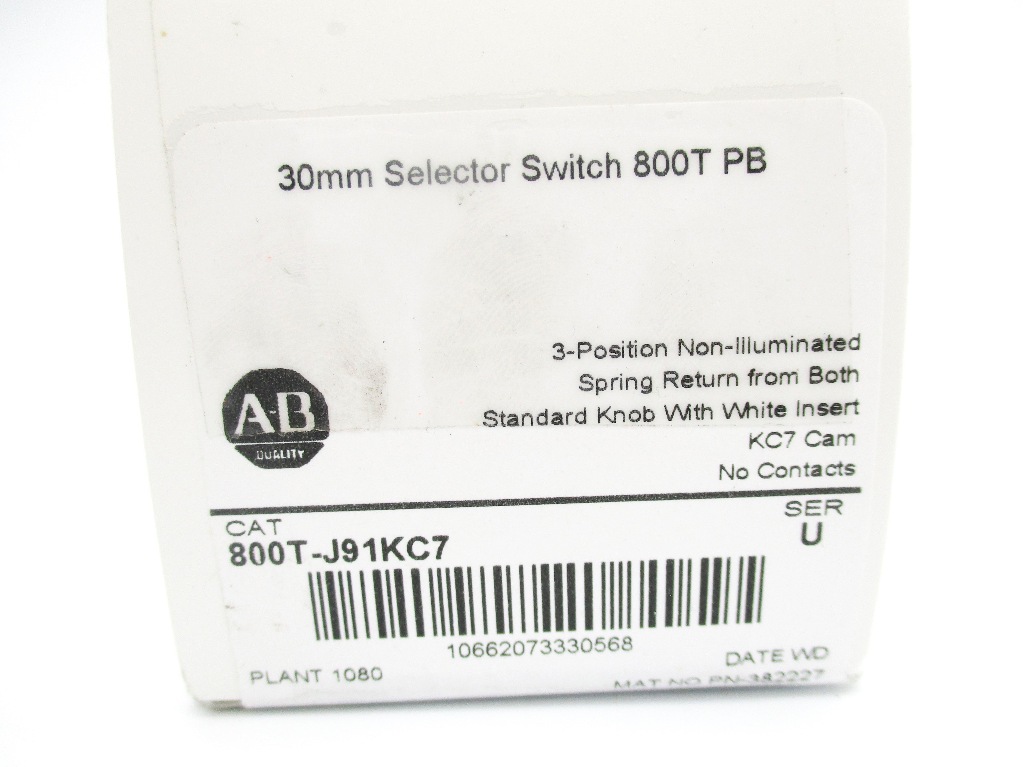 ALLEN BRADLEY 800T-J91KC7 SER. U (WH) NSMP