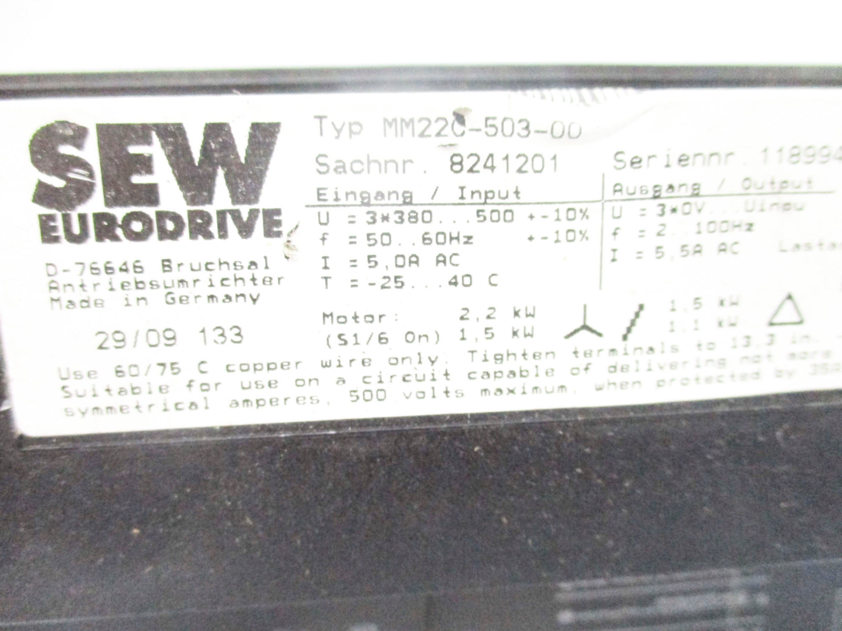 SEW EURODRIVE MM22C-503-00 NSNP